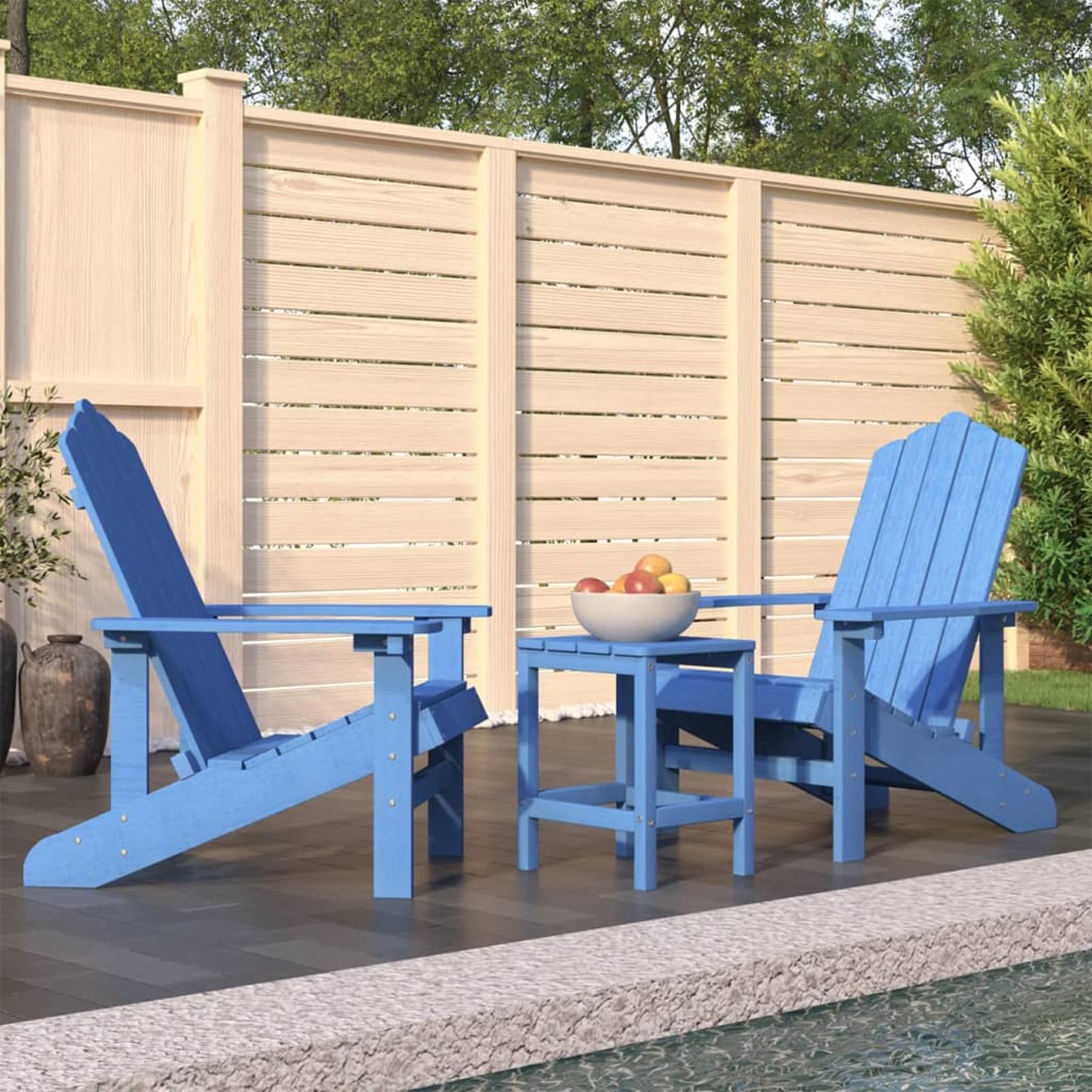 Chaise Adirondack avec table bleu aqua en PEHD résistant