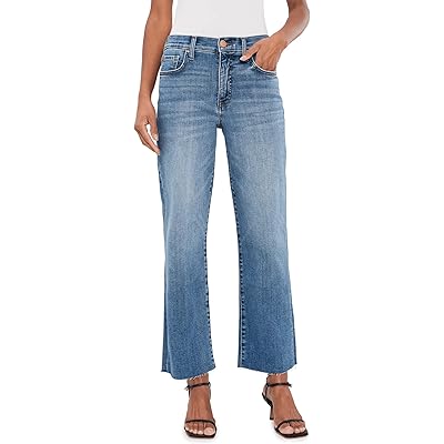 Джинсы KUT from the Kloth Avery High-Rise Fab Ab Easy Straight Leg Raw Hem in Building