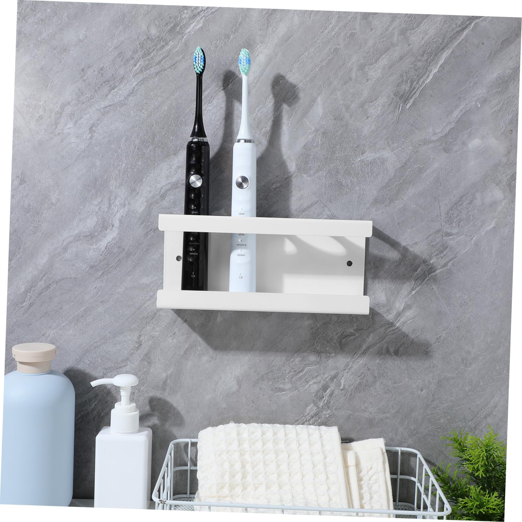 Portaspazzolini Elettrici da Parete per Bagno in Acciaio Inox Scomparti Organizer per Spazzolini e Dentifricio