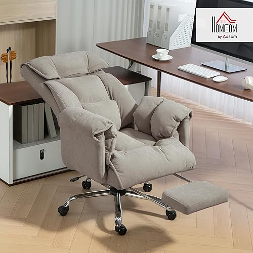 Miniatura 2 de HOMCOM Silla de oficina ejecutiva con reposapiés, silla giratoria reclinable de escritorio para computadora con respaldo alto, cojín grueso,