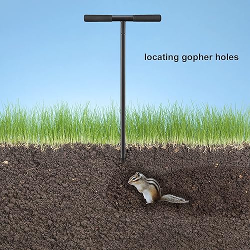 Miniatura 7 de Varilla de sonda de suelo, varilla de tierra ajustable de 48 pulgadas con mango en T, sonda de suelo de metal para herramienta de plomería,