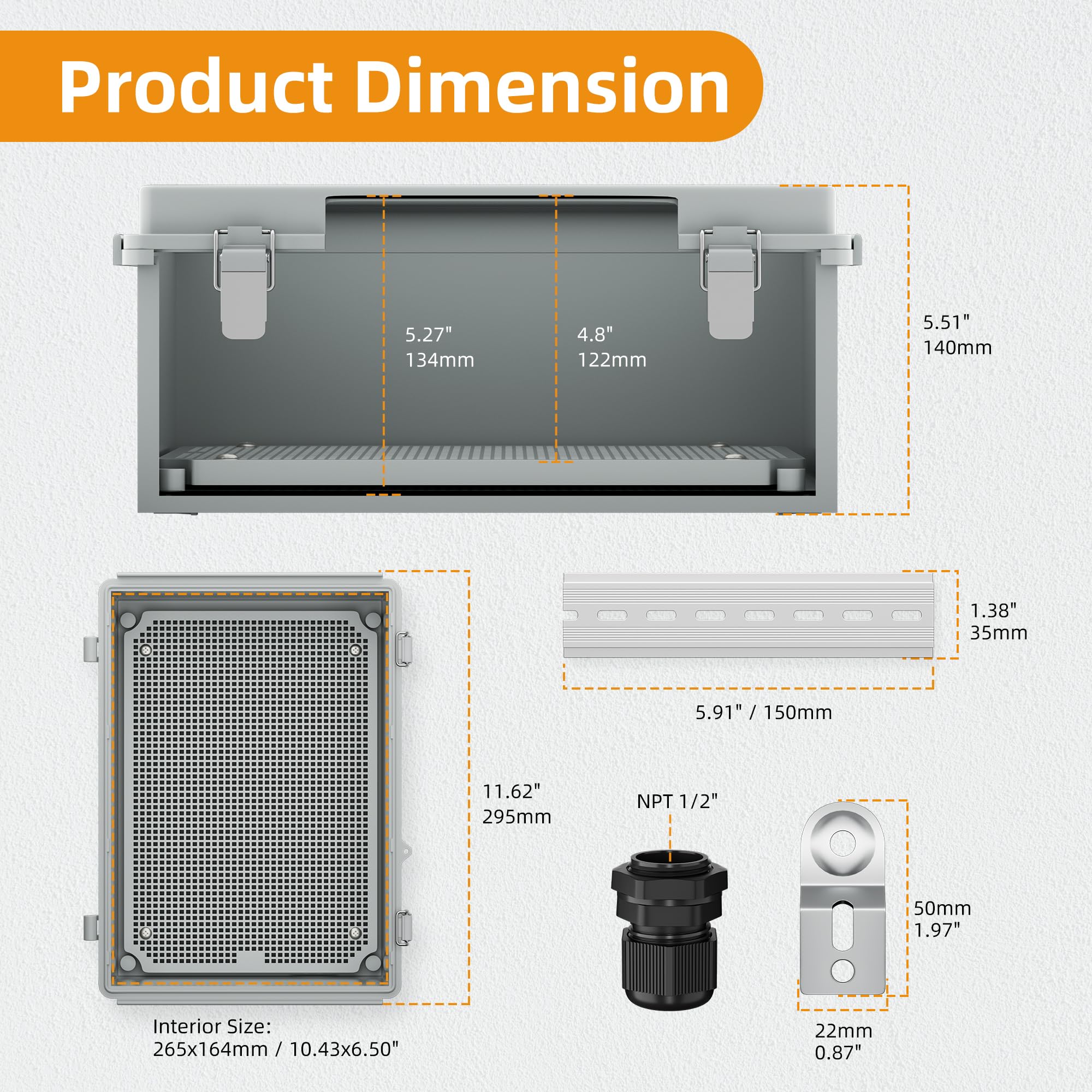 Joinfworld Scatola impermeabile per elettronica esterna 29 x 19 x 14 cm scatola elettrica esterna resistente alle intemperie in plastica Nema 4