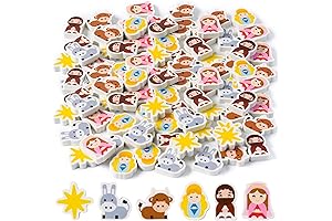 ANGOLIO Mini Erasers Christmas Bulk Nativity Cartoon Jesues Pattern