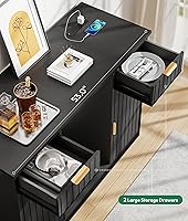 Vista 4 de 53" Fluted Coffee Bar Cabinet with Fridge Space - Wine Bar Cabinet with Drawer & Door Storage, Mini Fridge Stand with Power Outlet for Kitchen