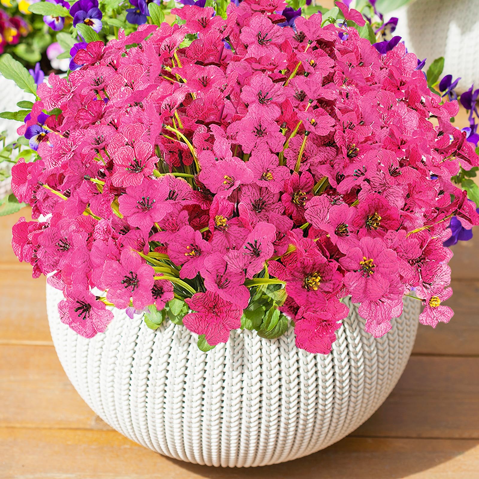 XIANNVXI 16 Bundles Rose Red Outdoor Artificial Flowers UV Resistant Silk Fake Faux Garden Plants Decorative Artificial Red Flowers for Outdoor Garden Hanging Basket Porch Patio Window Box Balcony