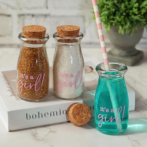 Kate Aspen Botella de leche vintage impresa de 3.8 onzas - It's a Girl! (juego de 12) gráficos actualizados, It's A Girl Pink 2 (27196NA-GIRL)