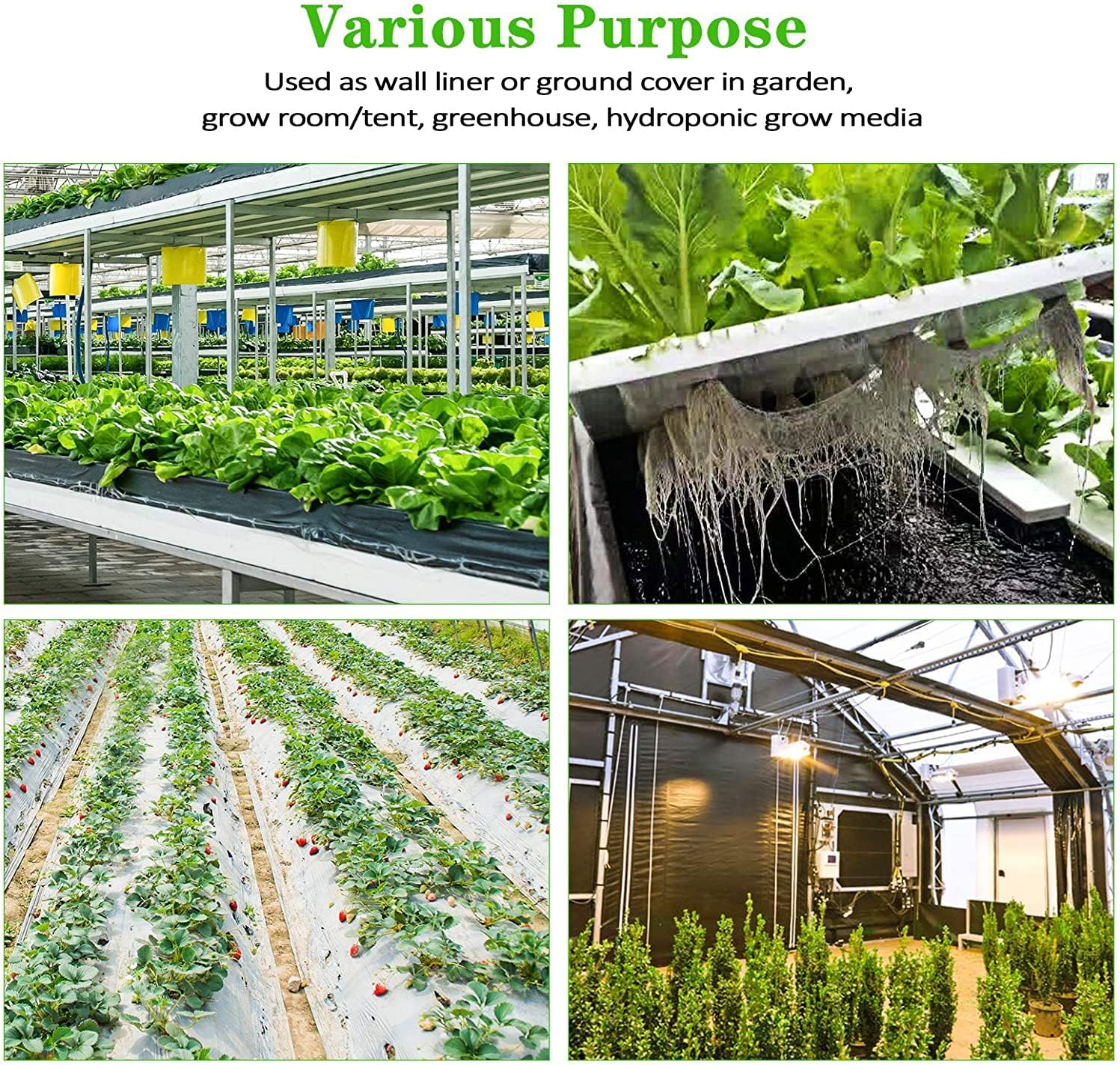 iPower 2 Gallon 50-Pack Black and White Grow Bags Panda Film Containers for Plants Potting Up, Seedling, Nursery Garden and Rooting, Shape Square