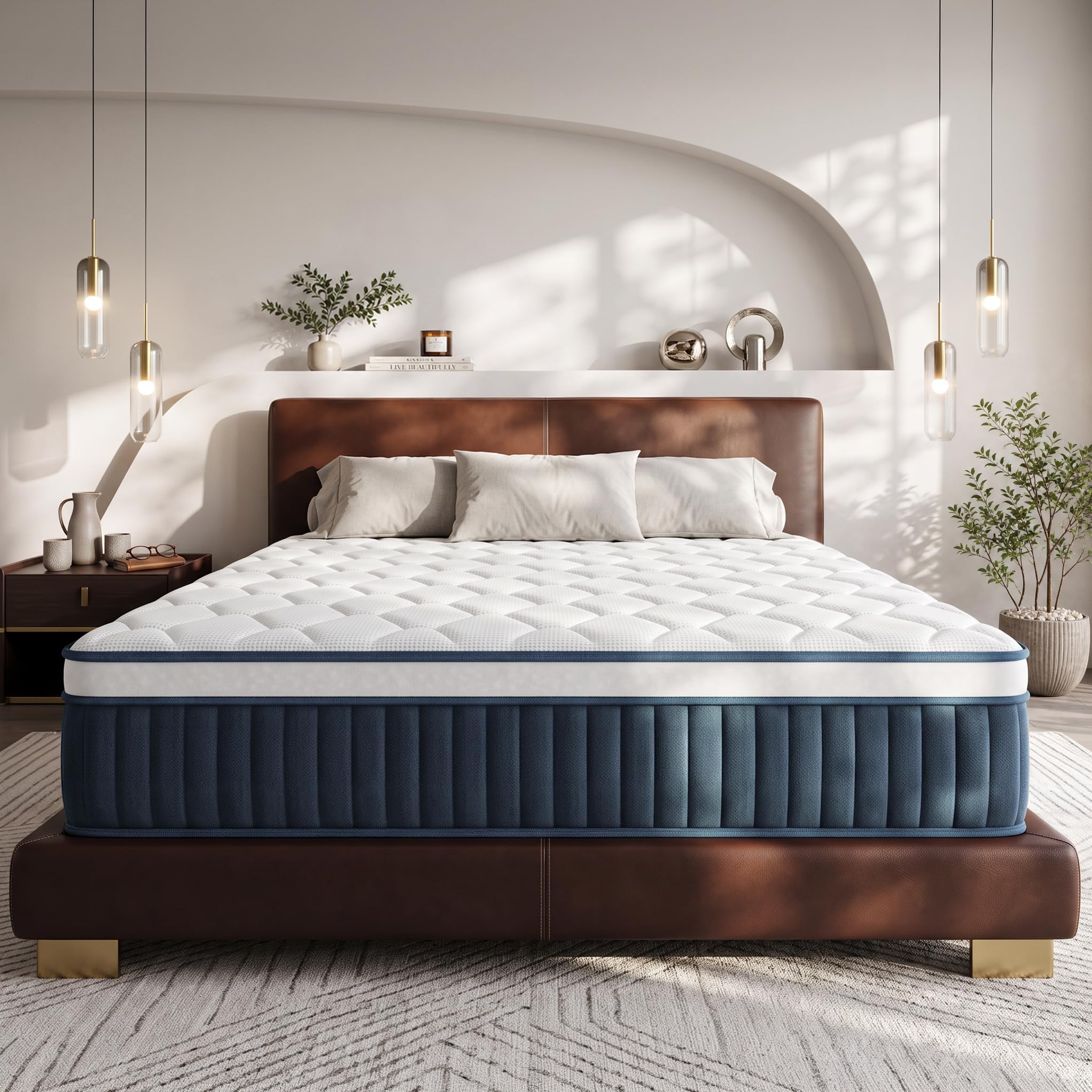 inight King Size Mattress, 14 Inch Medium Firm Hybrid