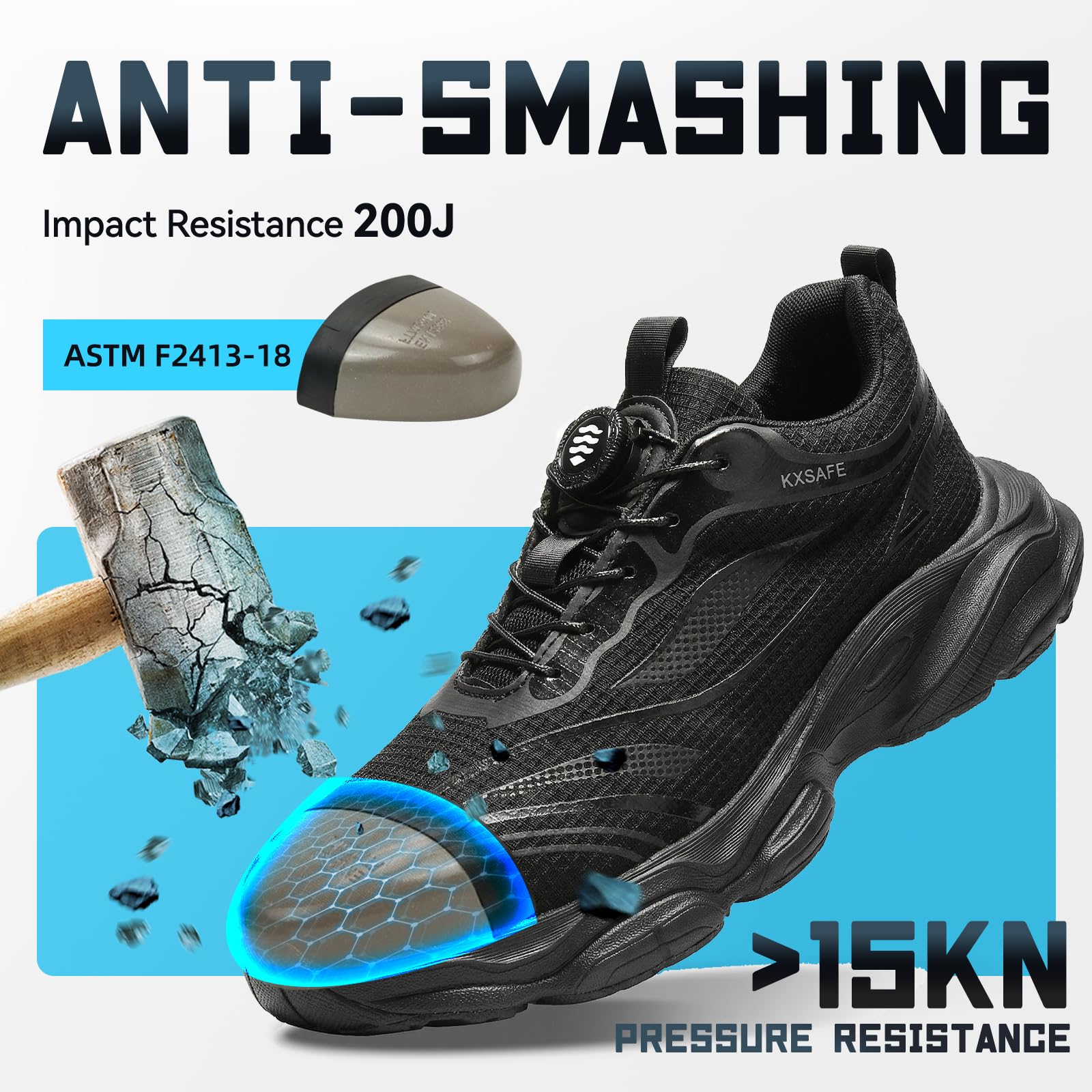 Zapatos de trabajo para hombre y mujer, con cierre de rosca, ligeros, transpirables, deportivos, antideslizantes, con puntera de acero