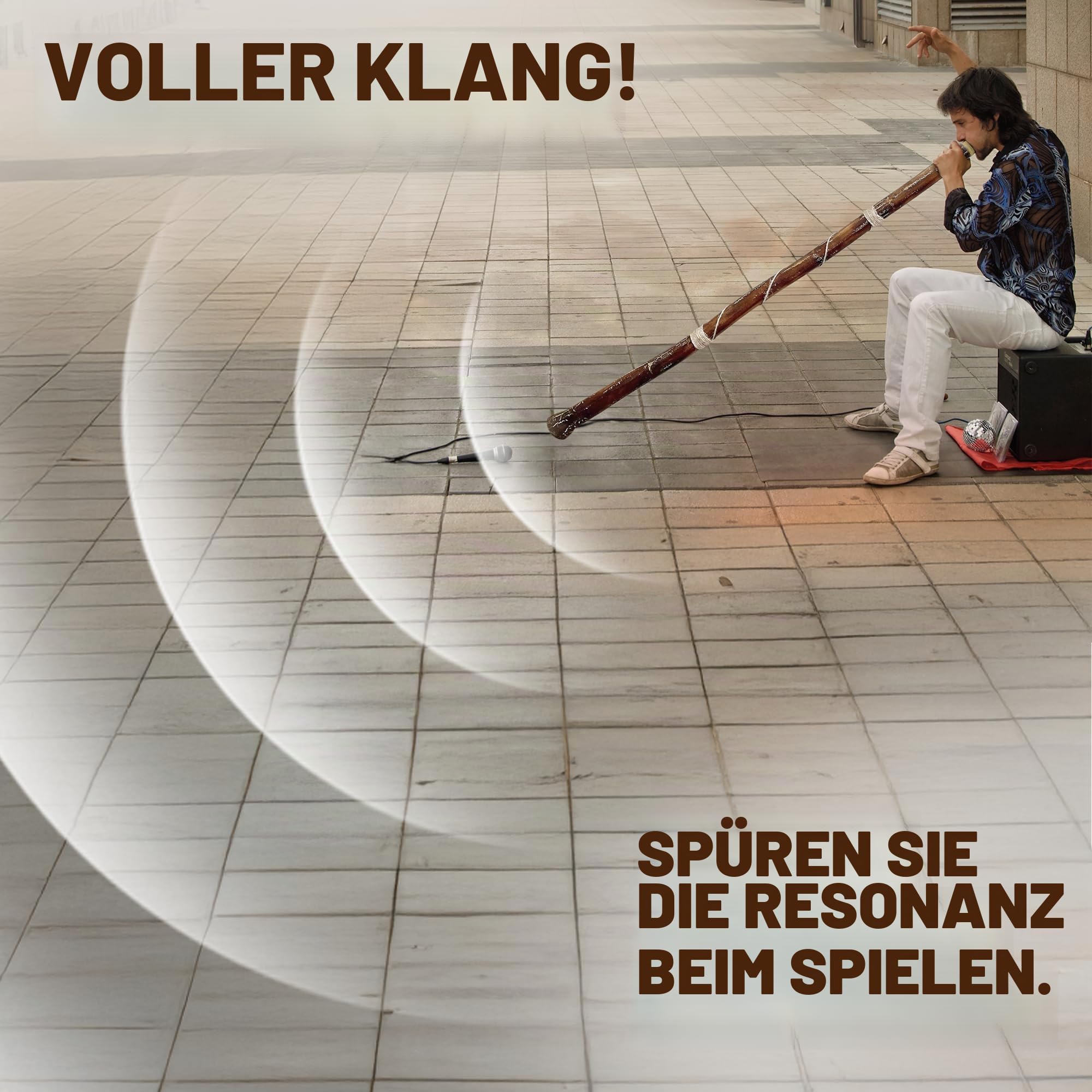 World Percussion USA Handgefeuertes modernes Didgeridoo - Mundstück aus Bienenwachs