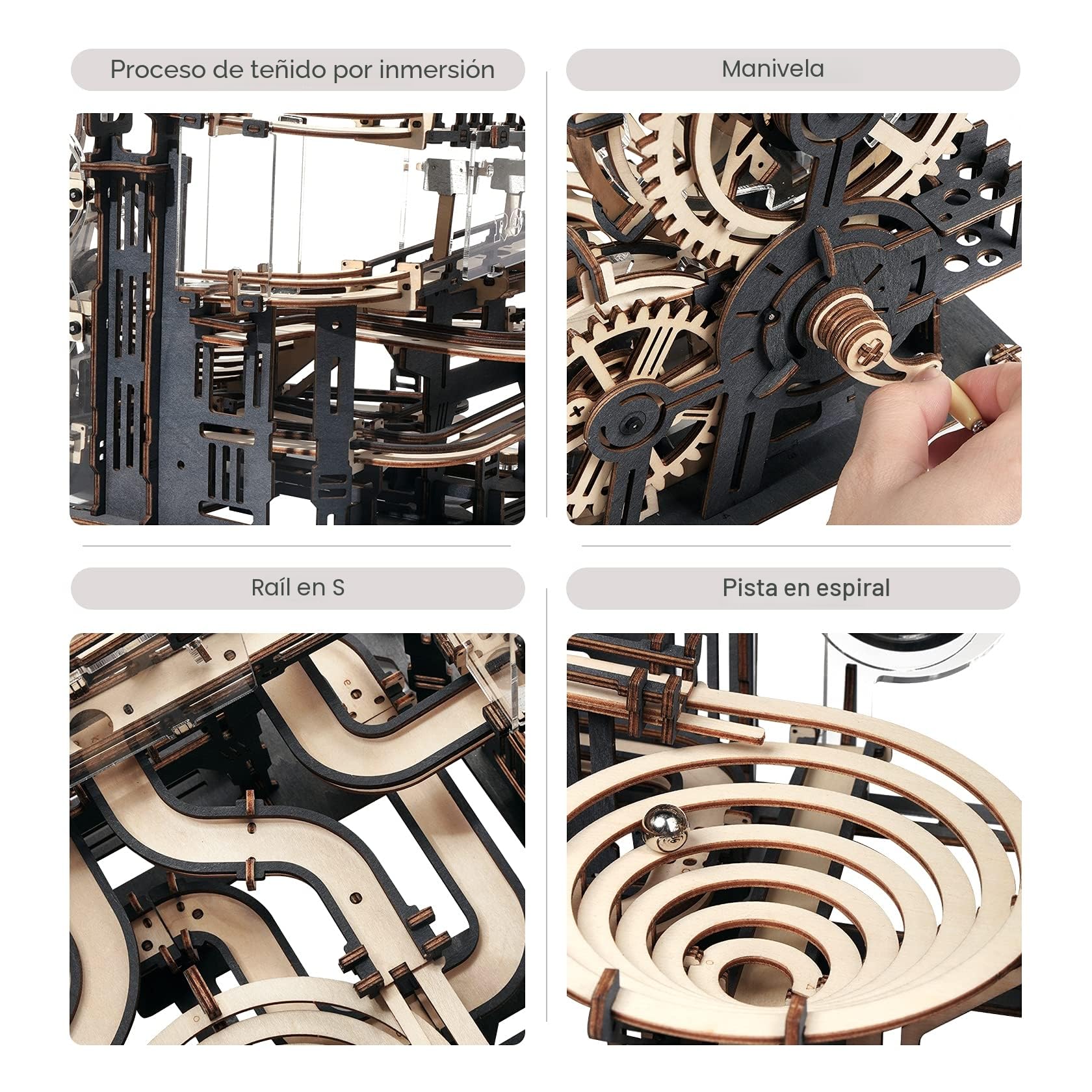 ROBOTIME Marble Run 3D Maquetas Madera Modelo De Kits para Adultos para Laser Cut Puzzle Construir Montar Construcción Artesanía Jigsaw Cumpleaños o Día de los Reyes Magos Ciudad Noche