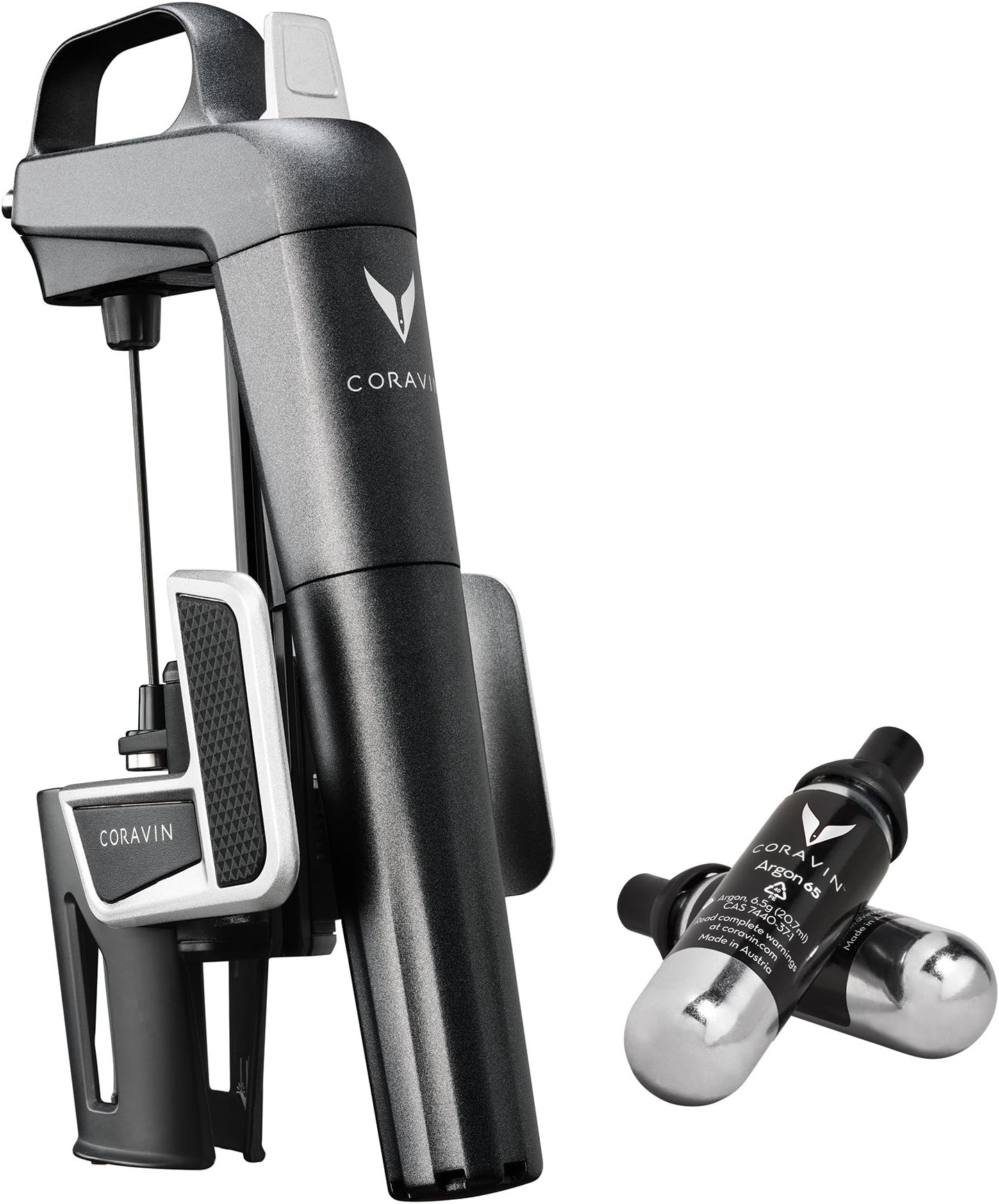 Coravin 100009 Model Two Plus Pack Wine Preservation System - Includes 2 Coravin Argon Capsules, Replacement Needles and Carry Case