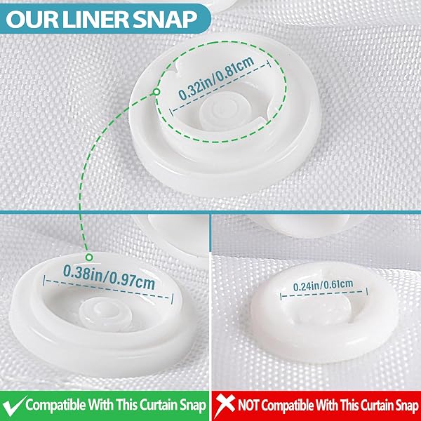 Snap in Shower Curtain Liner Replacement Shower Curtain Liner Removable Liner (1 Pack, 70" W x 54" H-White) - 5