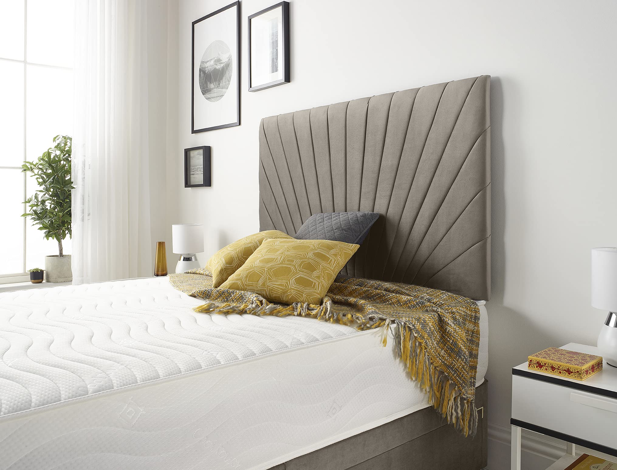 Bed Centre Platinum 32 Inch or 54 Inch Headboard Available in Different Fabrics and Colours 3FT, 4FT, 4FT6, 5FT, 6FT (4FT Small Double, 54 Inch High Floor Standing, Tweed Coffee)