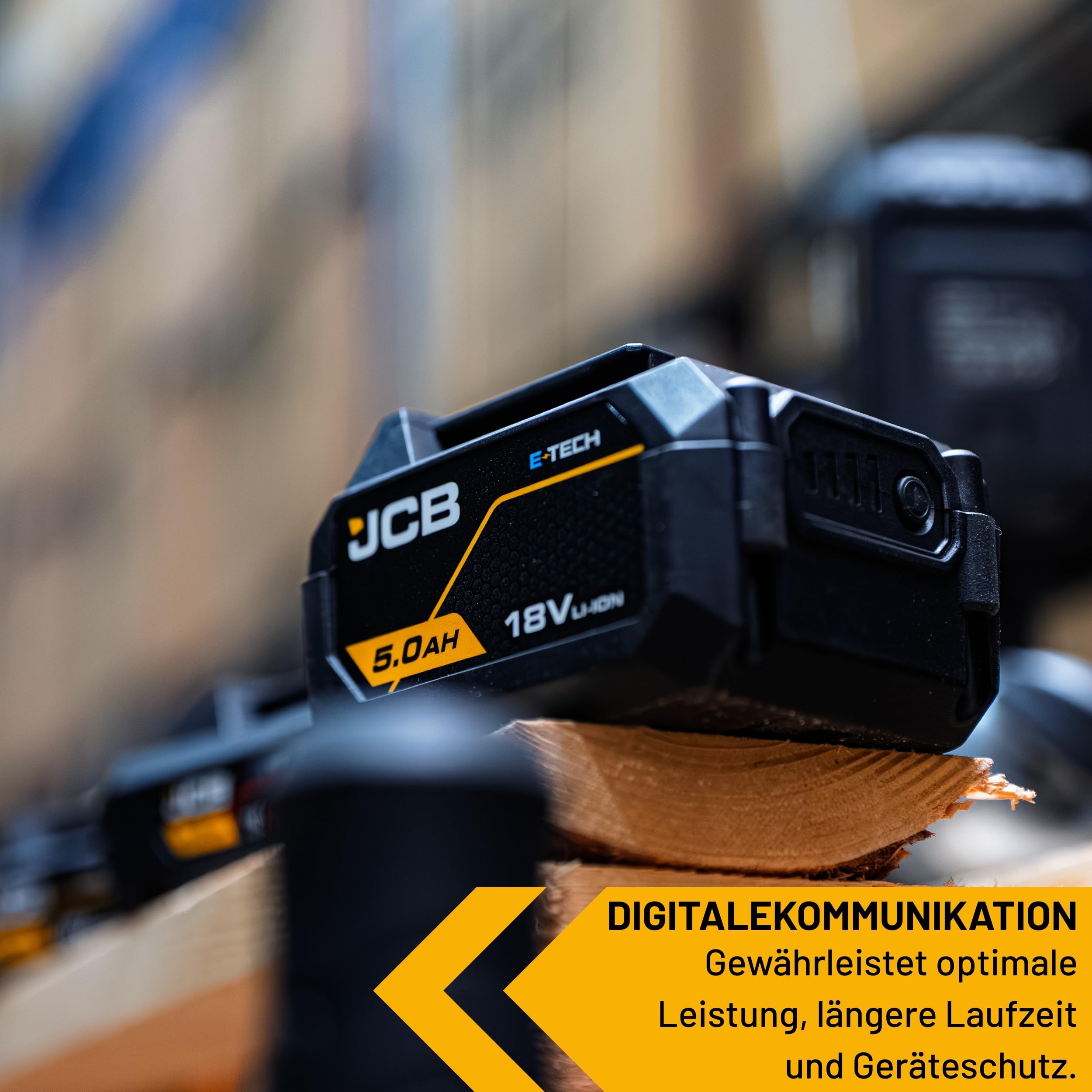 JCB Professional 18V Akku 5,0Ah Li-Ion Ersatzakku mit Langer Laufzeit bis 120 Min für JCB Elektrowerkzeuge Akkuschrauber Schlagschrauber JCB-18LI-5