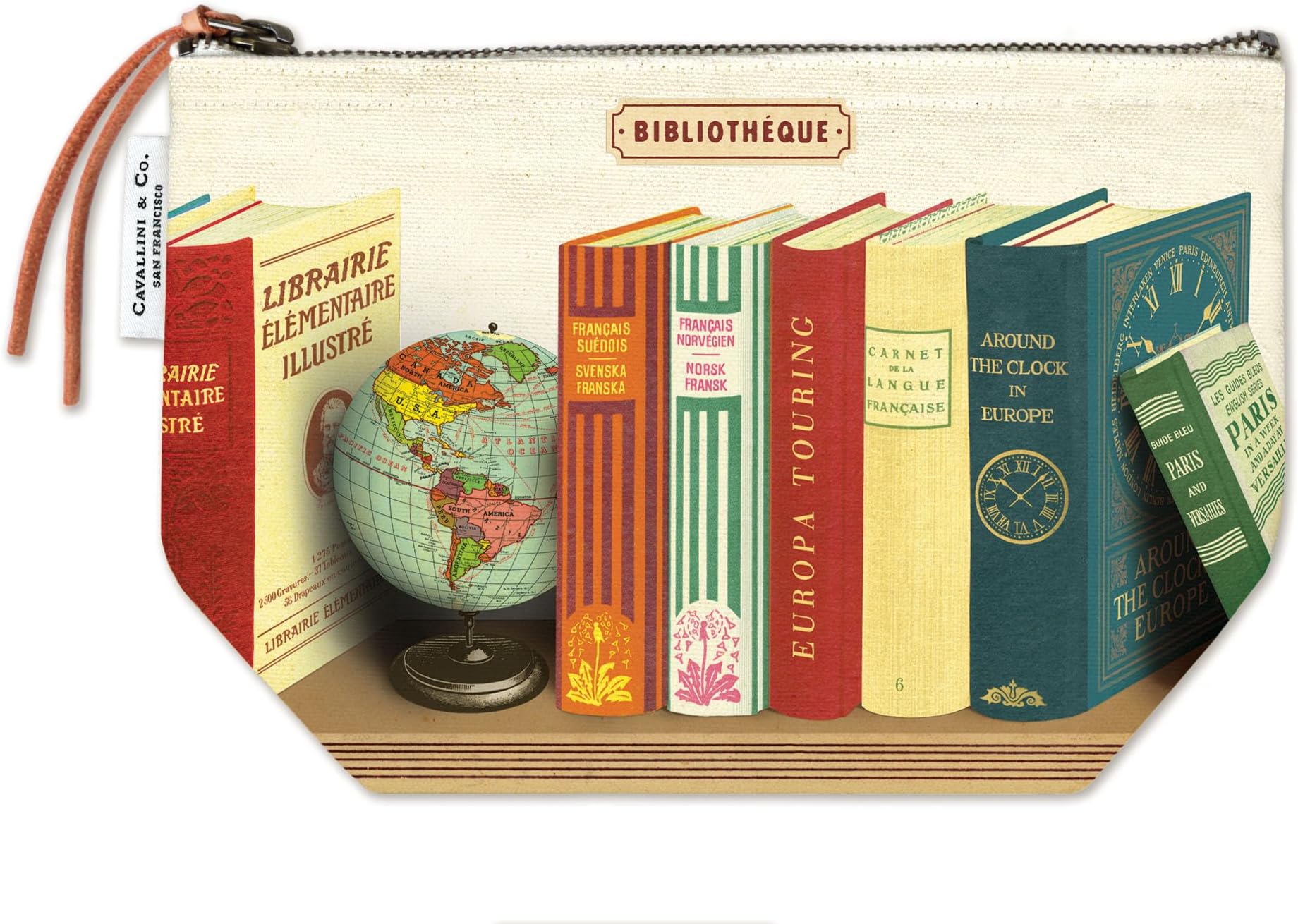 Cavallini Papers & Co. Library Books Vintage Pouch, Multi