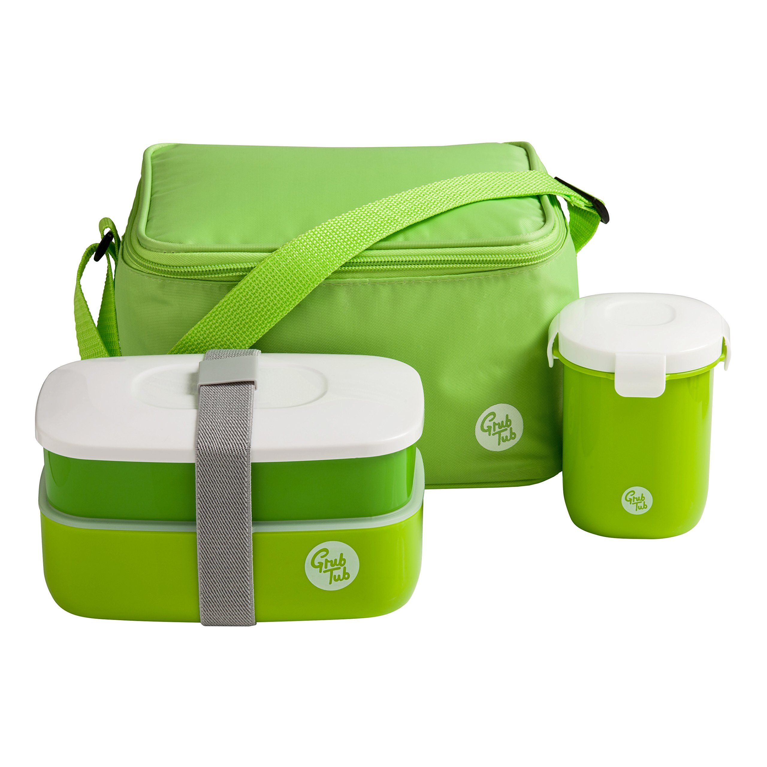 Premier Housewares Green 3PC Lunch Box - Leak Proof Tiffin Box - Portable Lunch Container