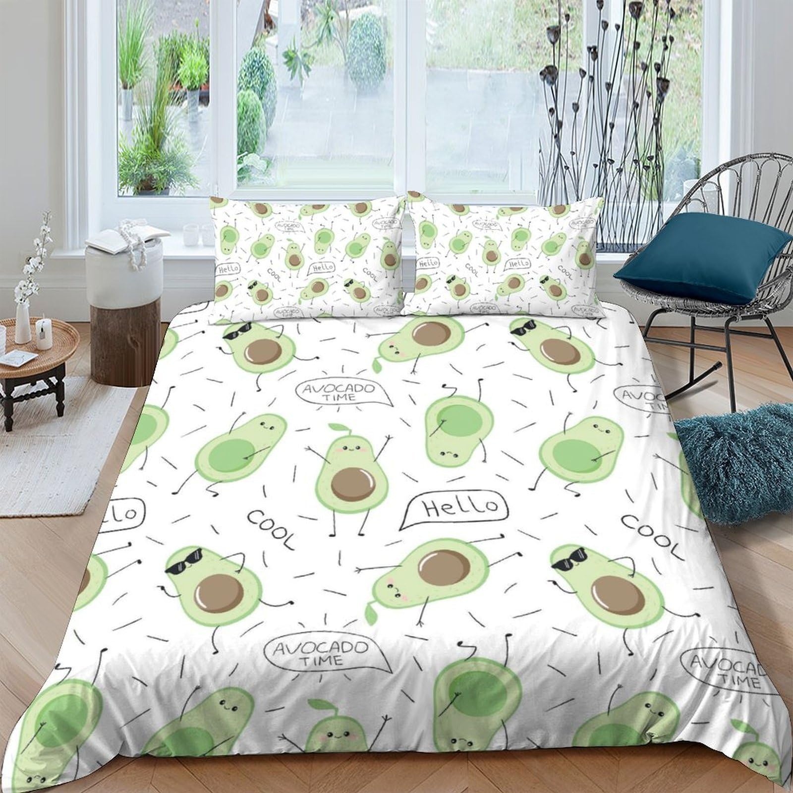 Ctjqhvkz Style-9 3D Printed Avocado Cartoon Fitted Sheet Microfiber Soft Mattress Cover Bedroom Decor Dustproof Easy Clean Single（135X200cm）