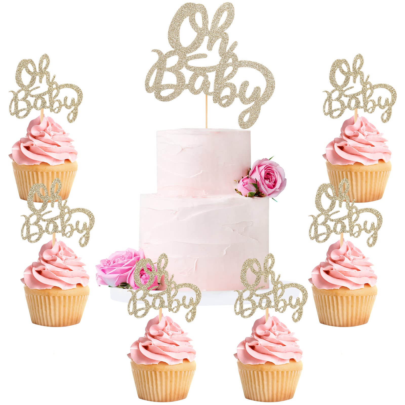 Buy 25 Pieces Baby Glitter Cake Topper Gold Glitter Cake Toppers Picks