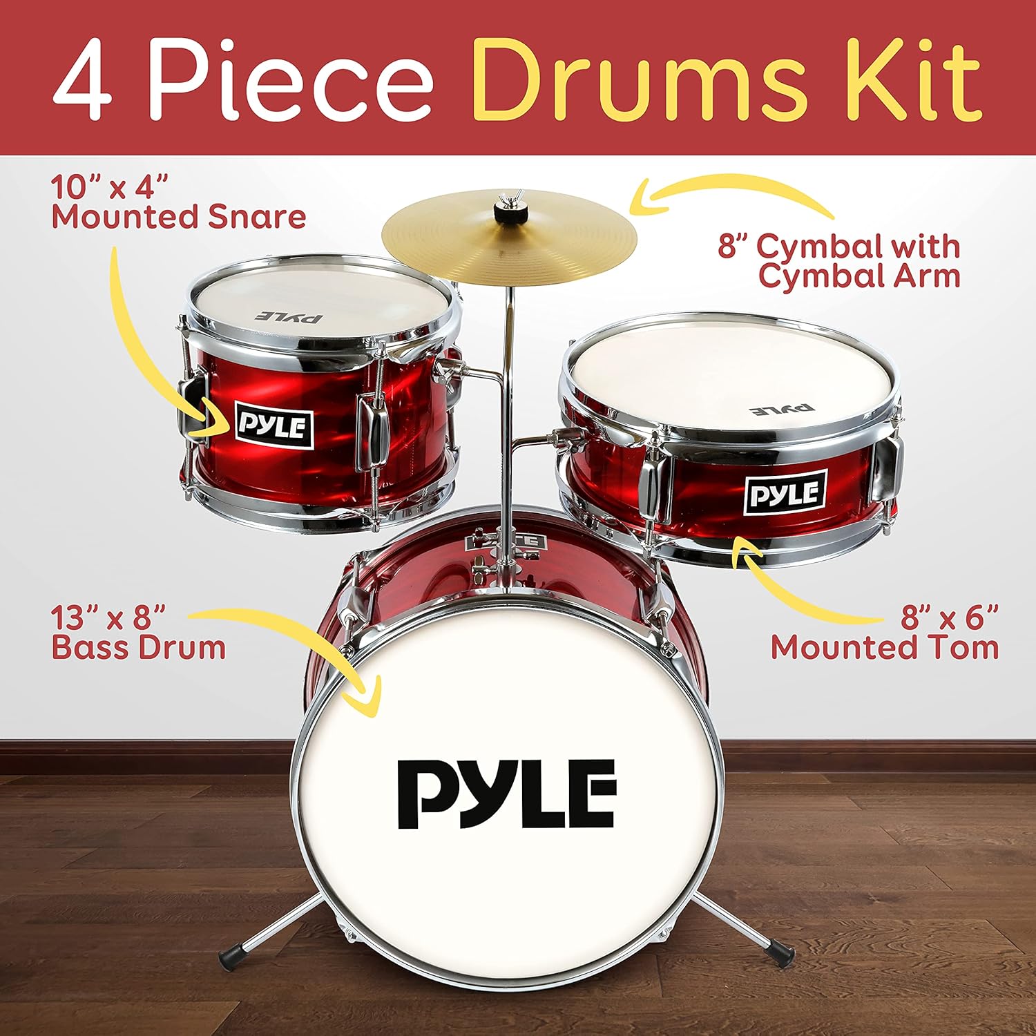 Buy Pyle Drum Set for Kids Age 57, 3 Piece Beginner Junior Drummer Kit