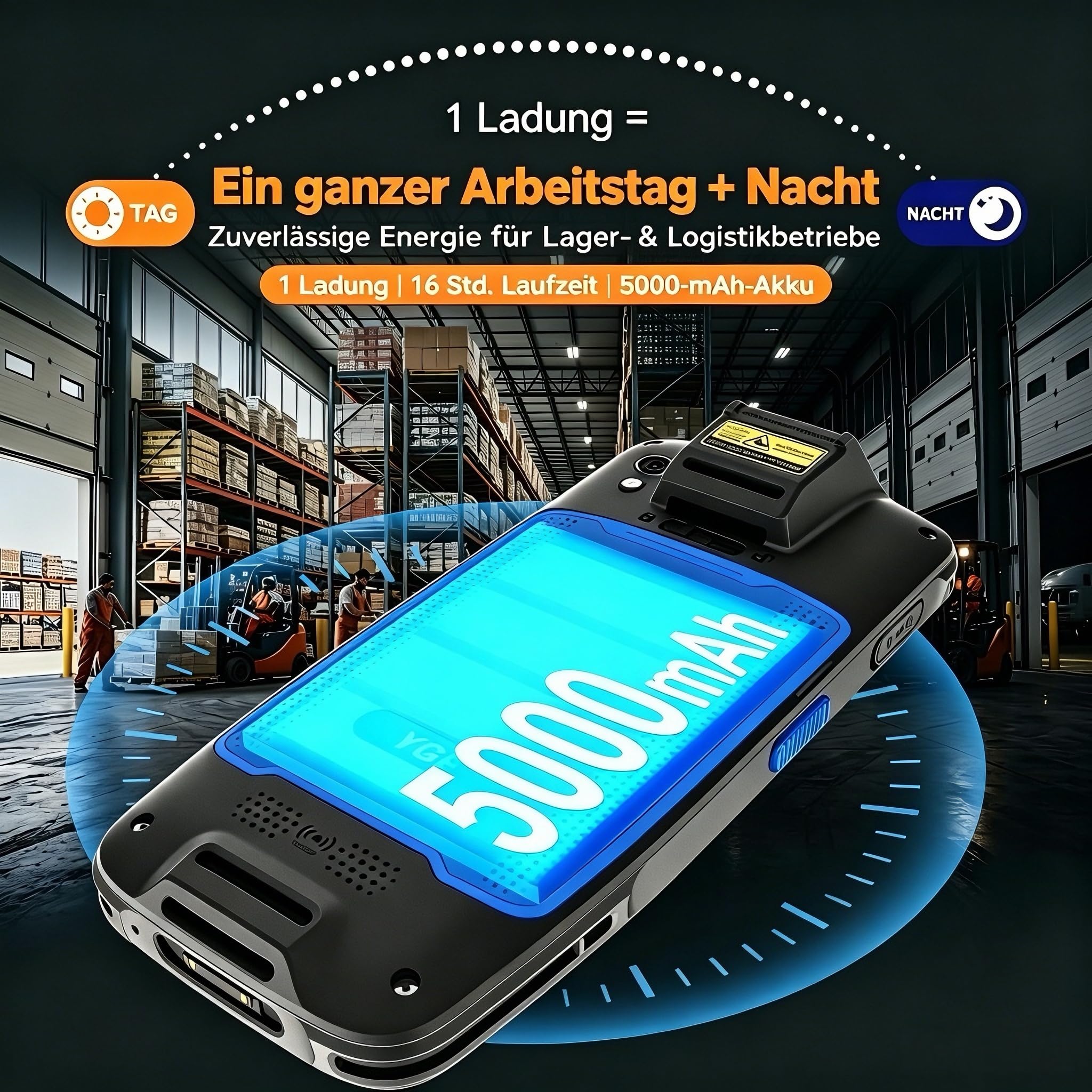 Farset F7-WiFi Android 14 Barcode-Scanner-PDA SE6100 5000 mAh austauschbarer Akku IP67 robust