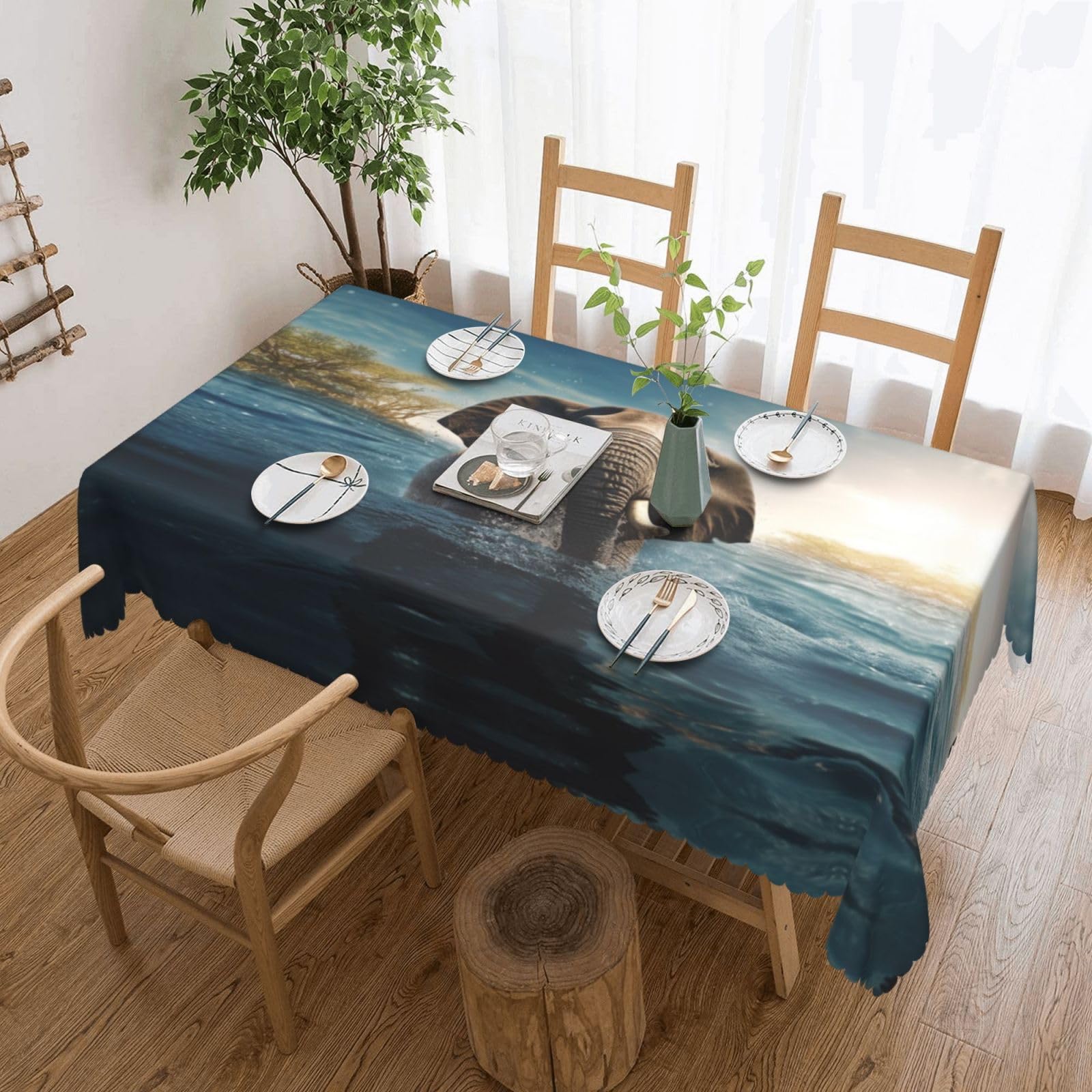 Nappe de cuisine éléphant d'Afrique pour décoration de table