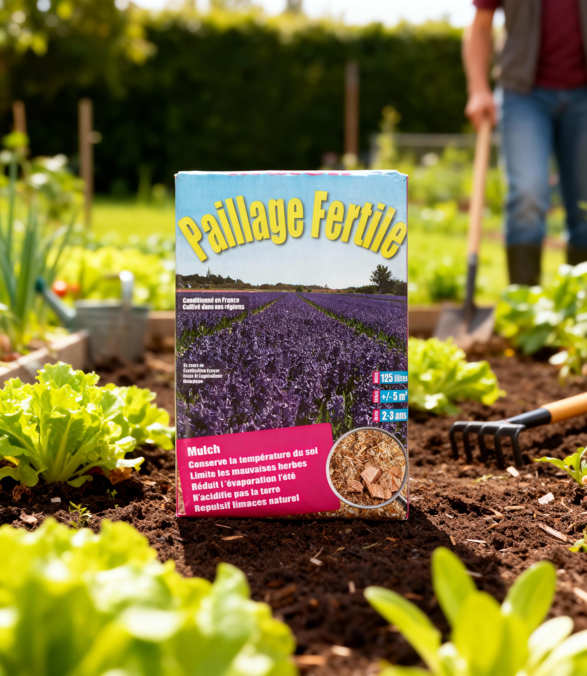 Paillage Fertile® Pailles de roseaux défibrées 125L – Paillis naturel anti-limaces pour potagers et massifs