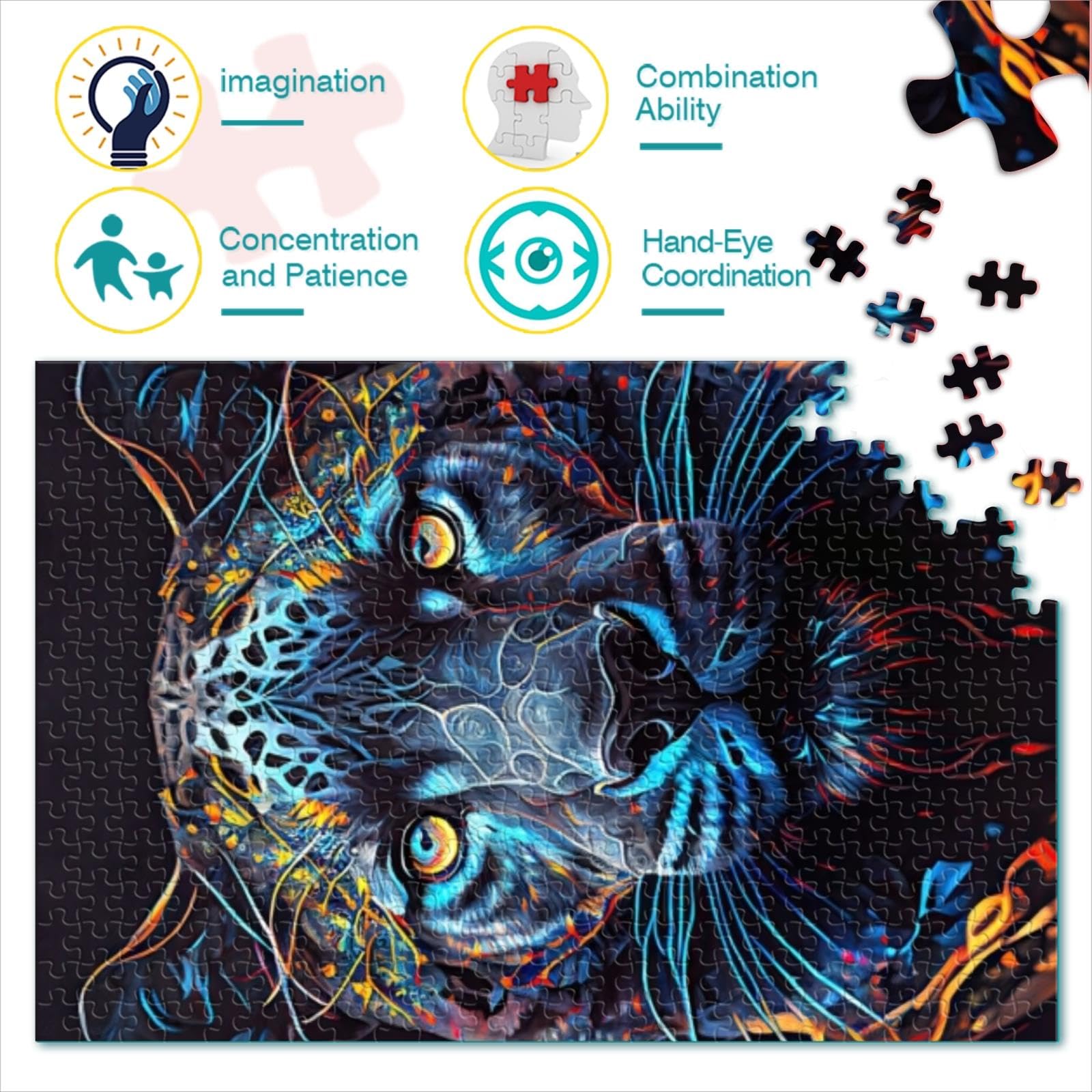 1000 Teile Black Panther Puzzle Für Erwachsene – 75 X 50 Cm, Holz, Mit Buchstaben-Rückseite