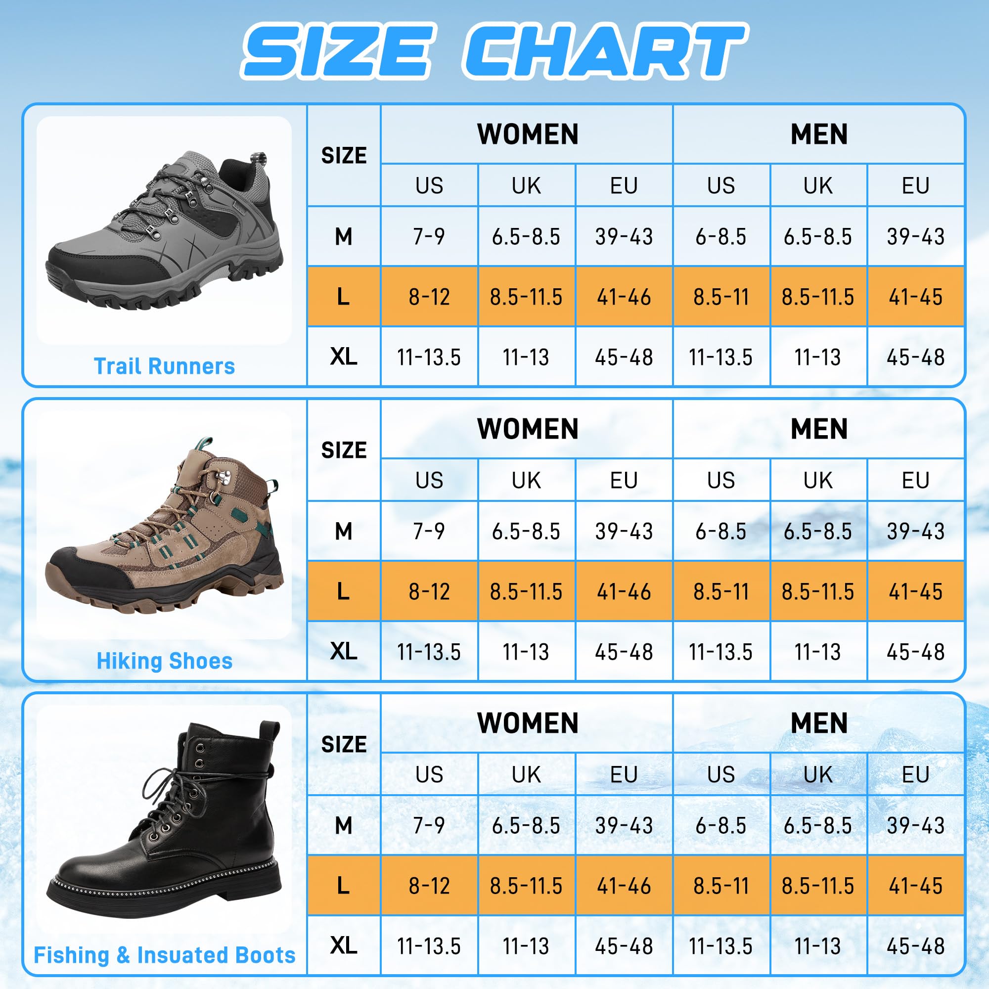 Steigeisen für Wanderschuhe, rutschfest Spikes für Schuhe Winter Grödel für Bergschuhe, 26 Zähne Edelstahl Schuhspikes Schnee＆EIS, Schneeketten für Schuhe, Crampons für Wanderung Angeln