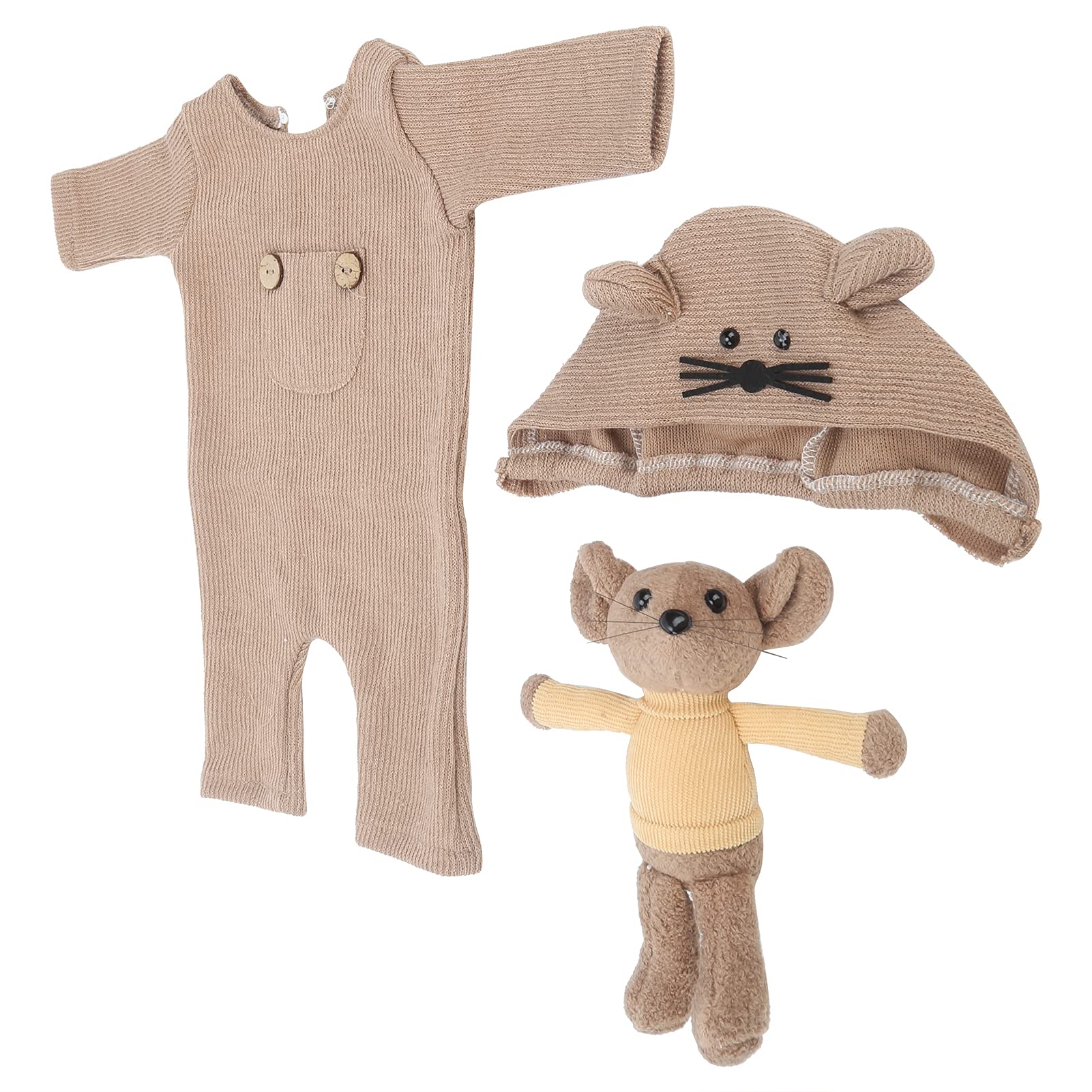 Baby Jumpsuit, Share Growth More Cute Newborn Photo Props Baby Gifts for Baby Photography(Brown, Hat + Doll + one-Piece) - Image 7 thumbnail