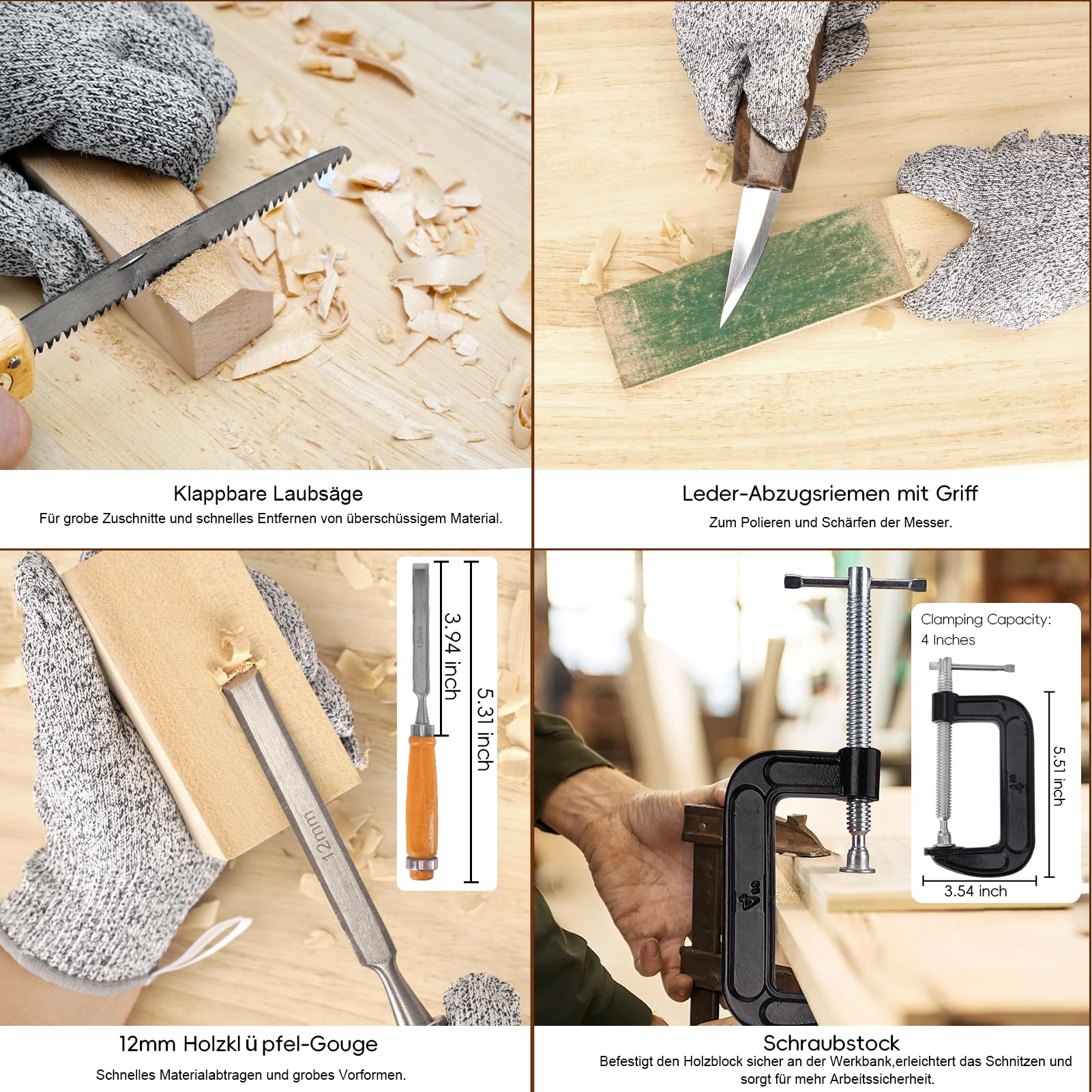 Holzschnitzwerkzeuge，27-teiliges Holzschnitzmesser-Set，Holzschnitzmesser-Werkzeugset für Anfänger mit PU-Ledertasche, feines Holzschnitzset für Heimwerker-Bildhauer und Holzbearbeitungsexperten