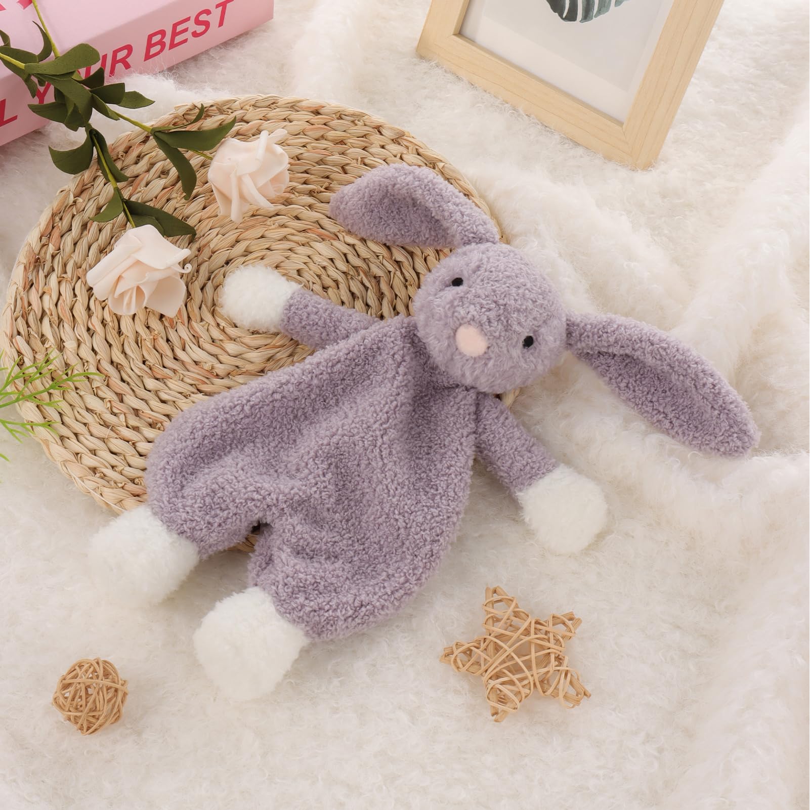 Apricot Lamb Bunny Snuggler Blanket Soft Loveys for Babies Security Blanket for Baby Boy and Girl 10 Inches for Infant and Toddlers (purple) - Image 2