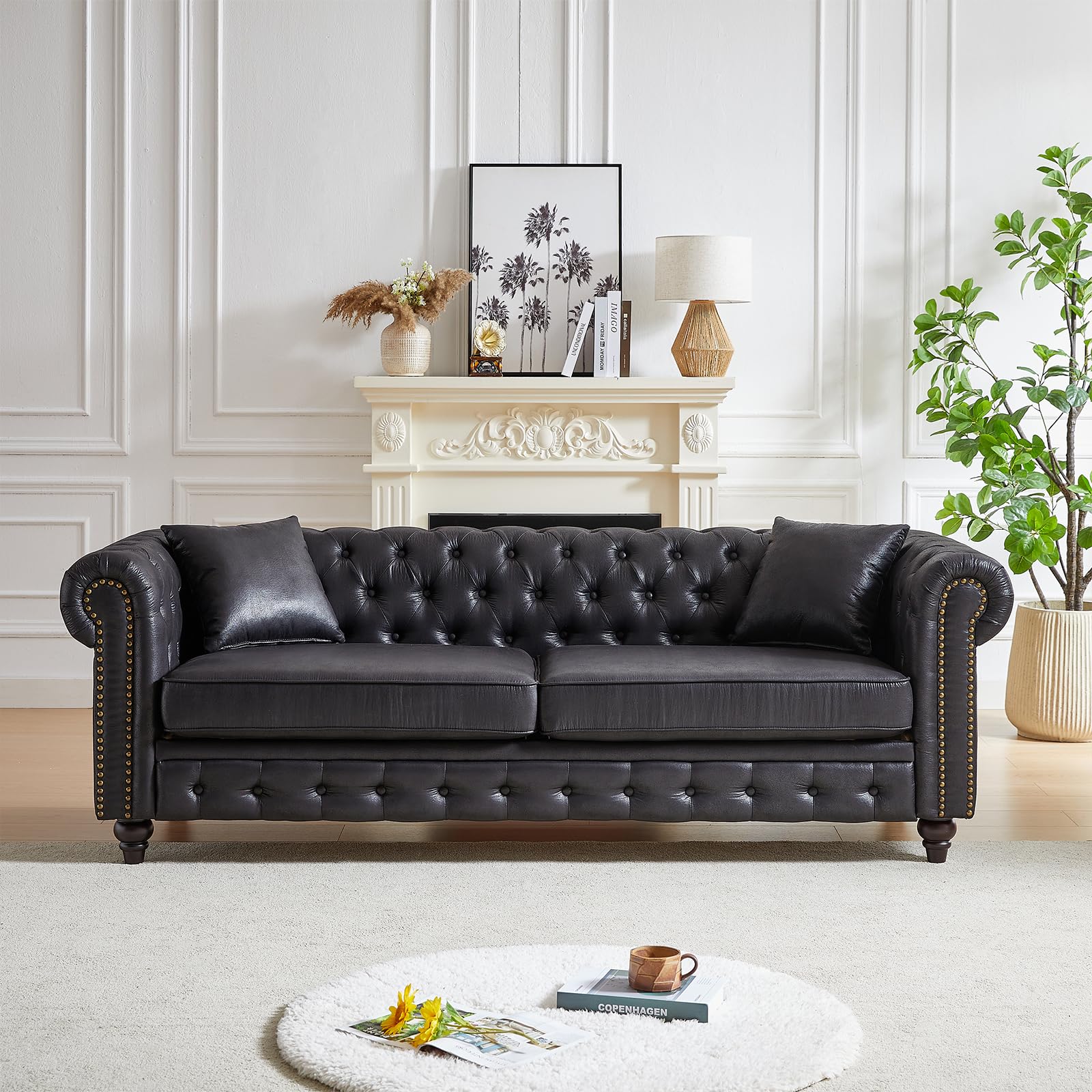 Amazon.com: Modern Chesterfield Sofa Couch, 85.5-inch Tech