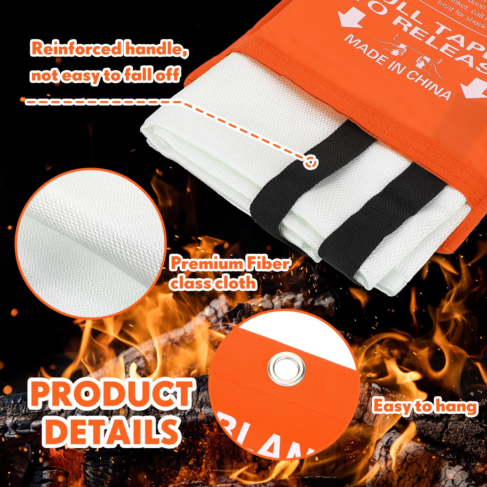 Paquete de 30 mantas ignífugas de fibra de vidrio, manta de emergencia ignífuga, manta de supresión de incendios, cubierta de seguridad de supervivencia de emergencia ignífuga para cocina, hogar,
