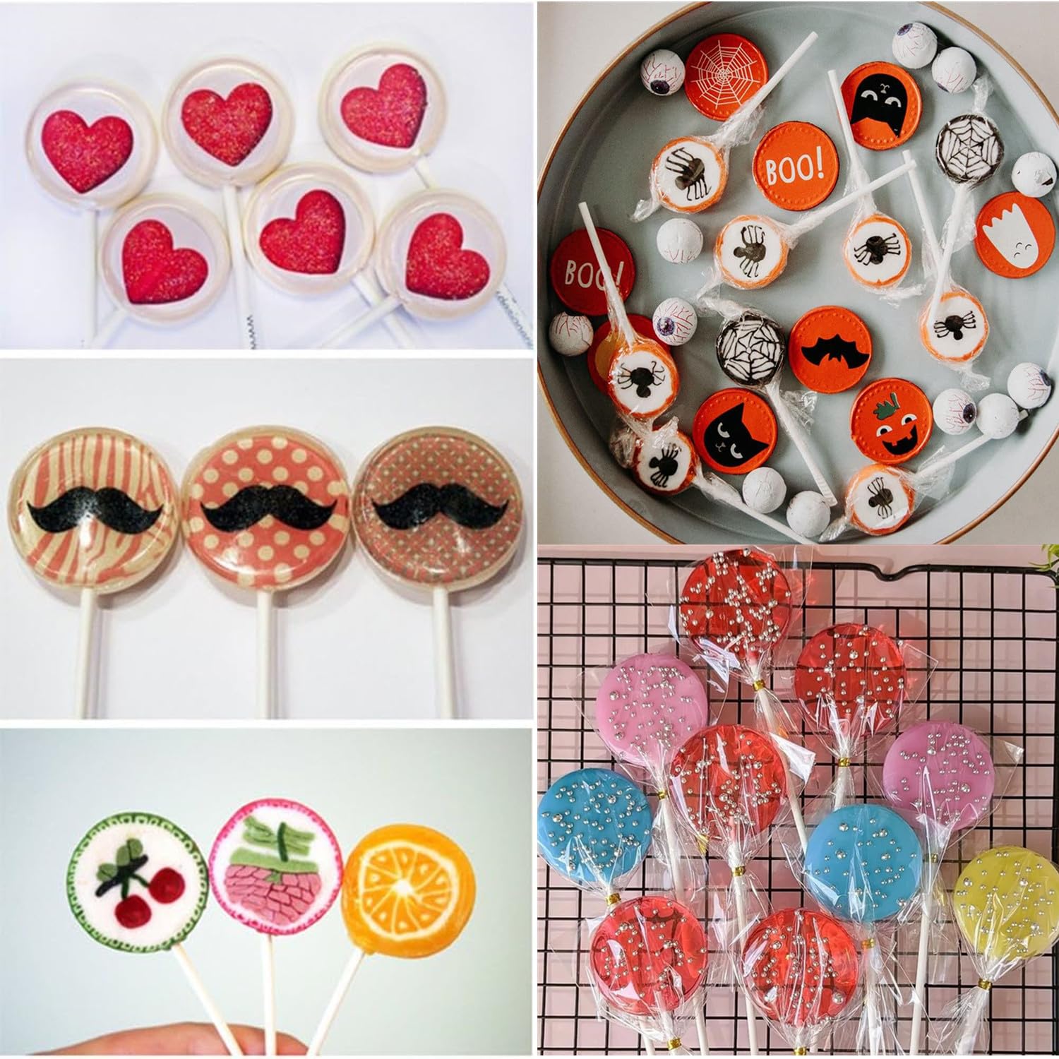 Moule à Sucettes En Silicone 2 Pièces - 12 Cavités + 100 Bâtonnets, 100 Attaches & 100 Sachets, Parfait Pour Chocolat, Gelée, Bonbons