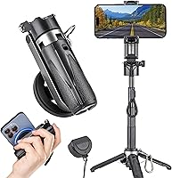 MQOUNY MagSafe Pocket Selfie Stick Tripod for iPhone 12-17 & Android - Extendable Stand with 33ft Rechargeable Remote, 180°/360° Rotation