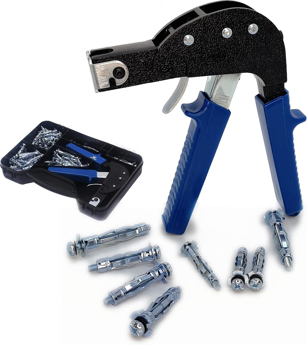 TOPWAY Wall Anchor Setting Tool Kit 72Pcs, Steel Metal Plasterboard Cavity Hollow Wall Fixings Screws Anchors Plugs Assortment Set 405504