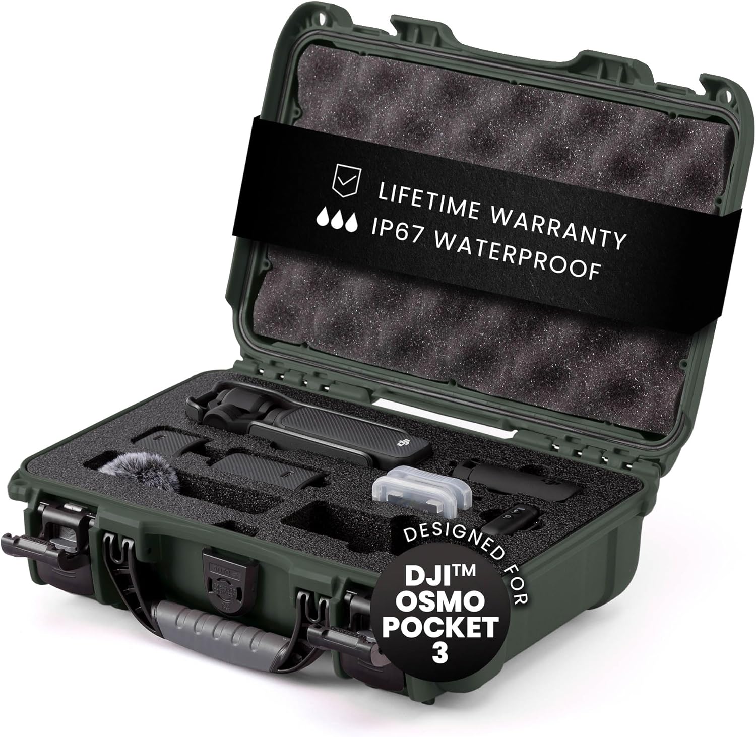Nanuk 909 Waterproof Hard Case with Custom Foam Insert for DJI Osmo Pocket 3 Camera - Olive