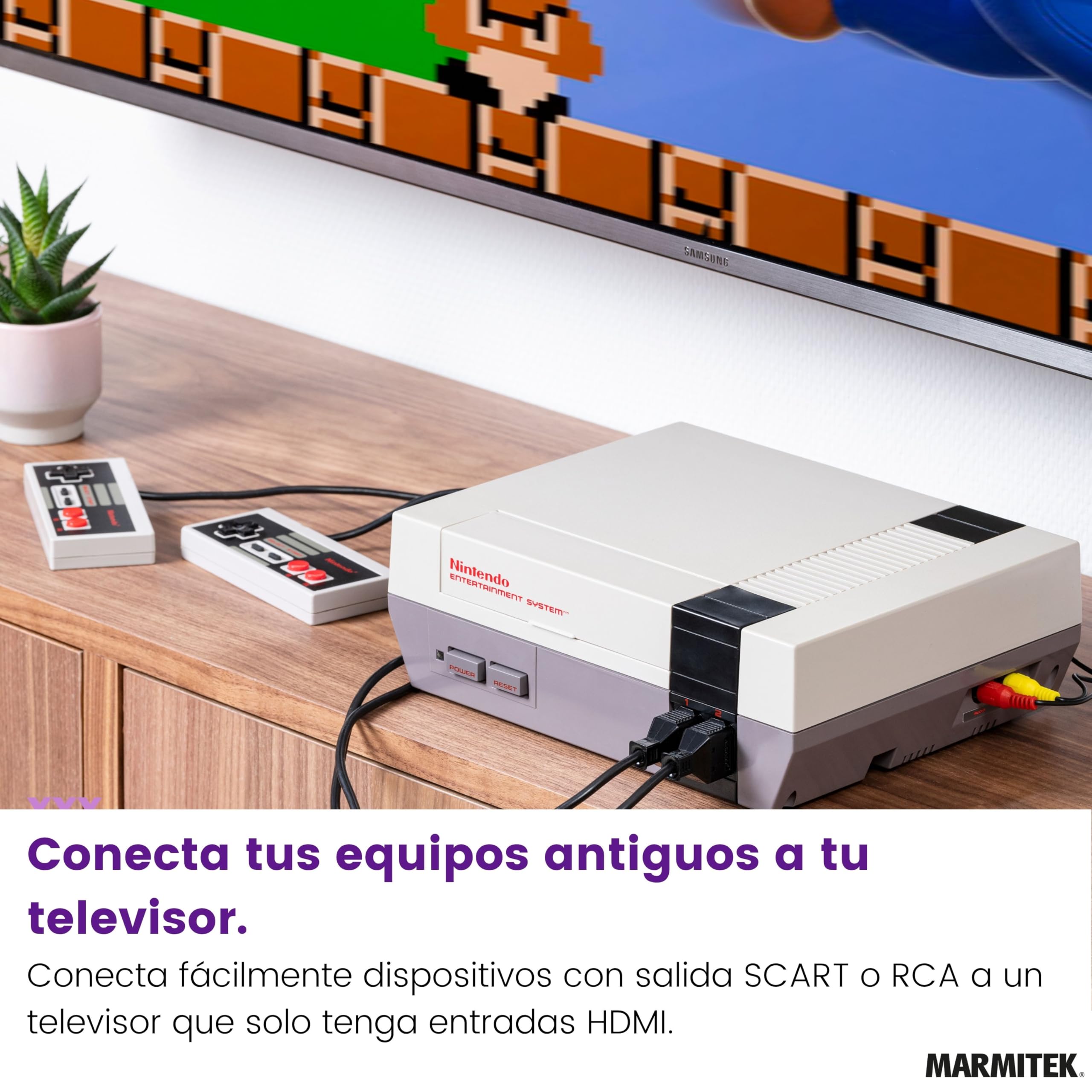 Marmitek Connect AH31 - Convertidor SCART RCA AV a HDMI 720p 1080p | Adaptador para TV y proyector, convierte vídeo compuesto y audio estéreo a HDMI, selector 720p/1080p y Plug & Play