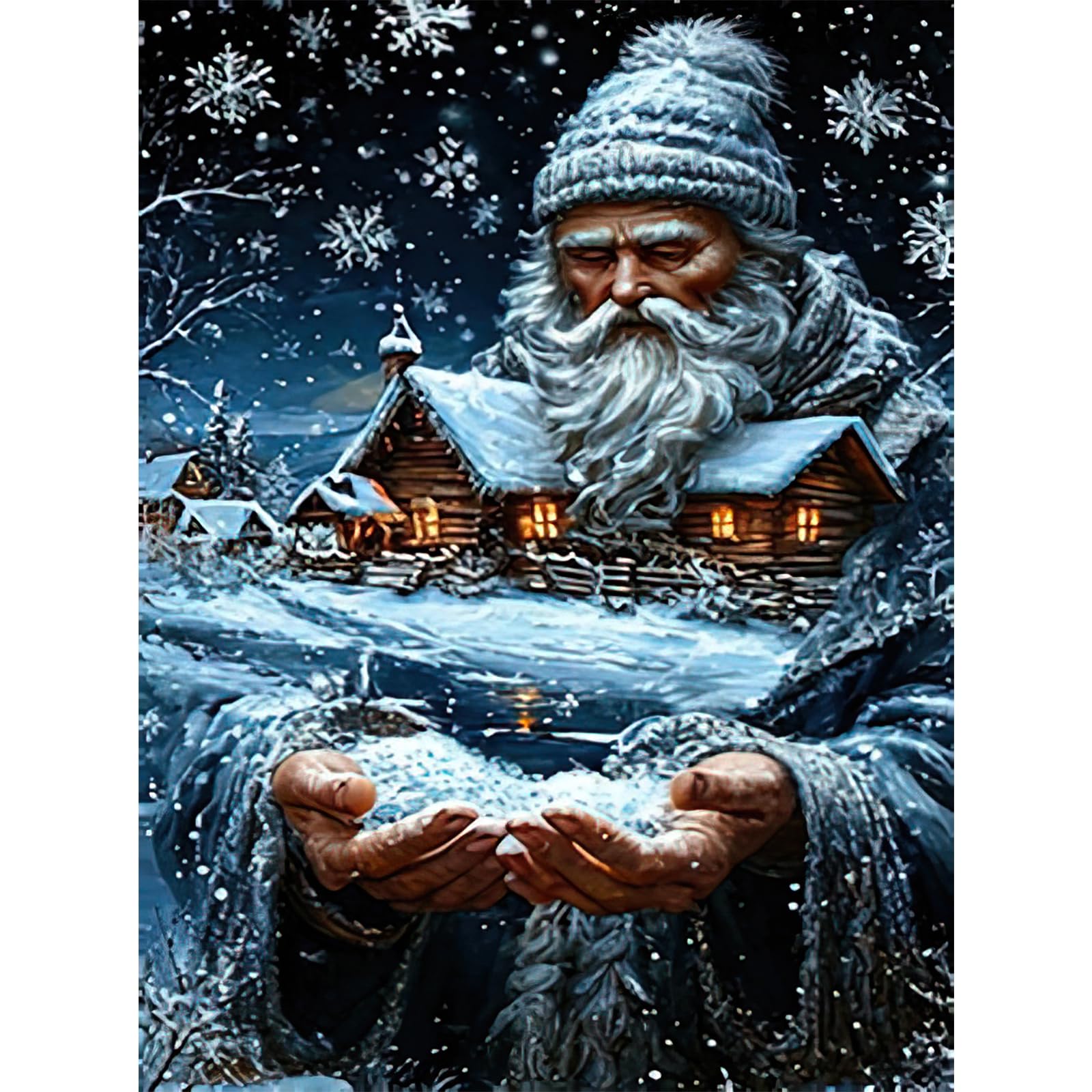 RICUVED Santa Claus Diamond Painting Kits for Adults, 5D Village Christmas Diamond Art Kits Round Full Drill Diamond Painting Kits Picture Crystal Art for Home Decor 30x40cm