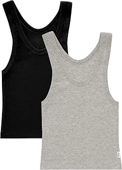 Hanes Women's Originals Rib Crop Tank Top 2-Pack, Comfywear
