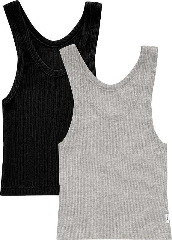 Women's Originals Rib Crop Tank Top 2-Pack, Comfywear Stretch Cotton Cropped Top