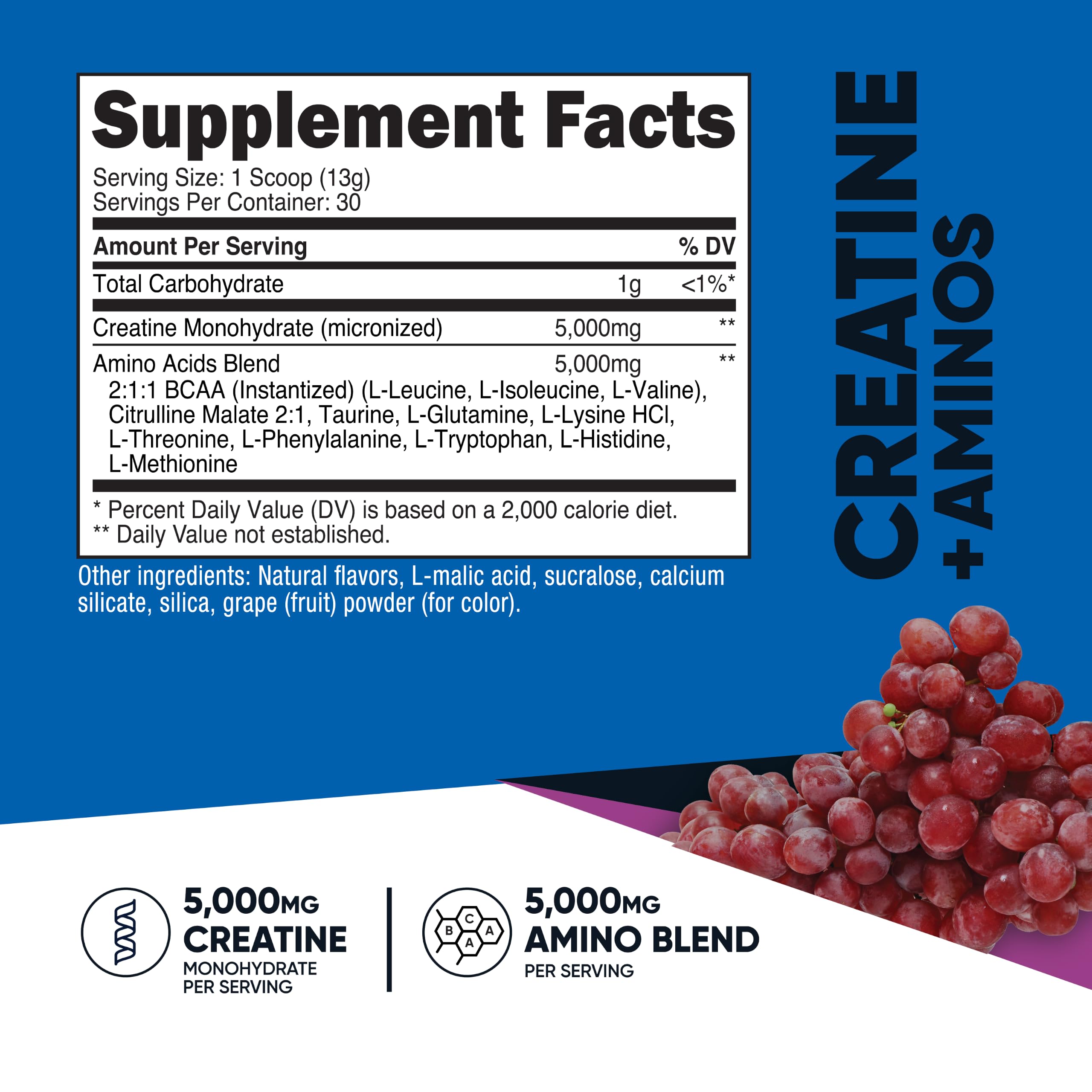 Nutricost Creatine + Aminos Powder (Grape) 30 Servings, Gluten-Free — Amazon image 2