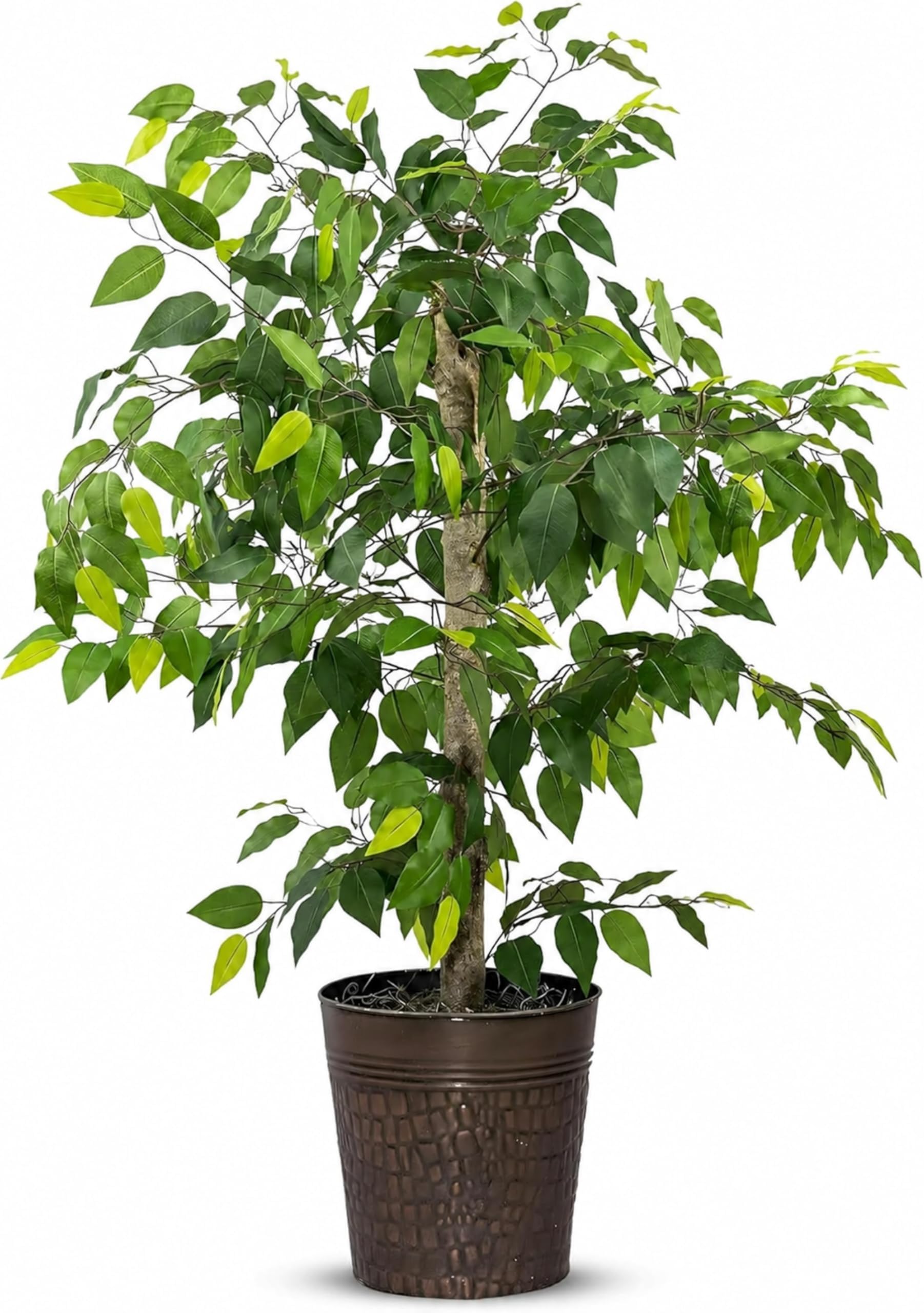 - Artificial Tree 4ft Artificial Ficus Tree in Copper Metal Pot by LCG Florals โ Faux Indoor Plant with Real Wood Trunk, Fully Assembled for Living Room, Office & Entryway Dรฉcor