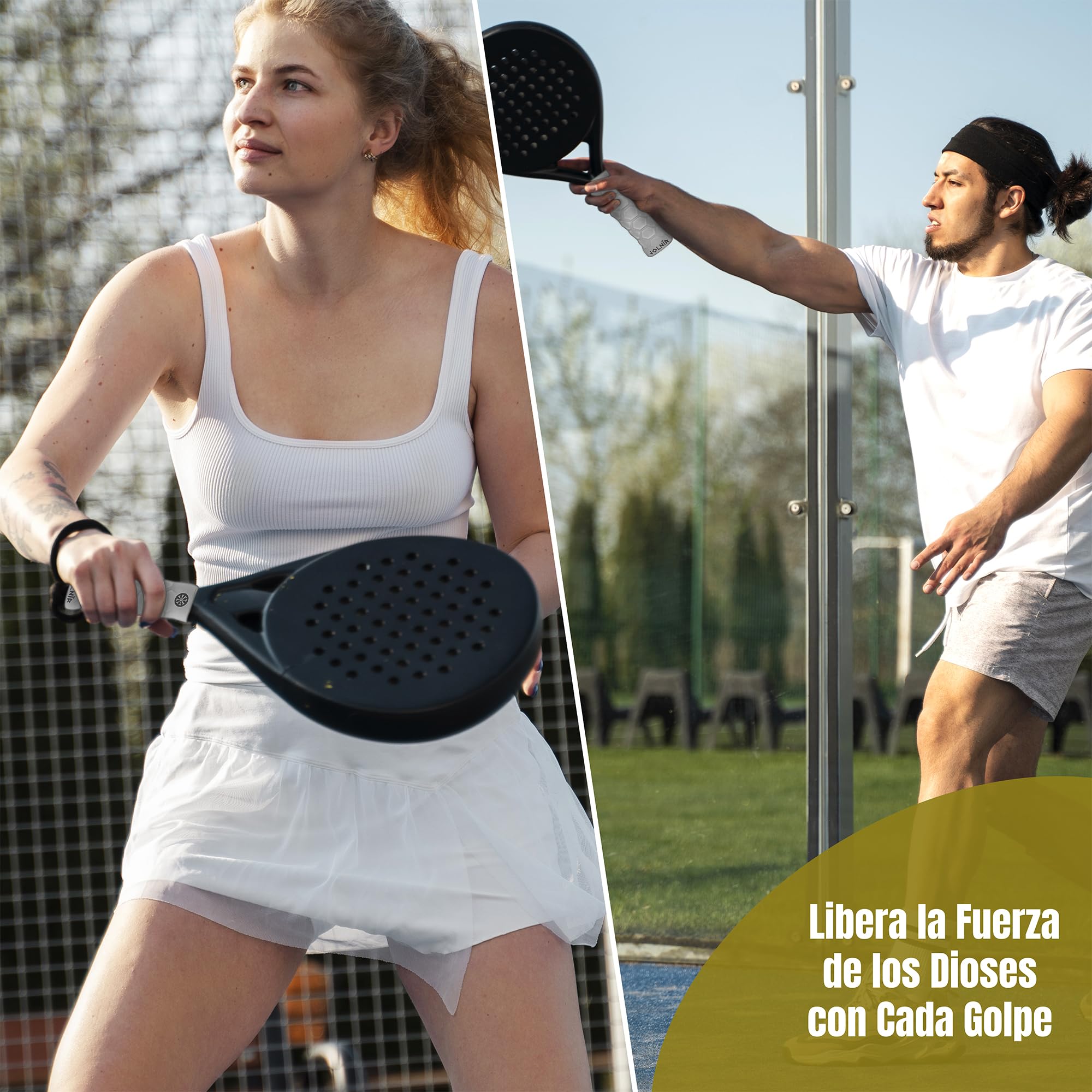 Jolnir Grip Padel Premium Blanco - Set Completo con un Grip/Mango de Padel y un overgrip - Overgrips Padél Antideslizante y Cómodo — view 2