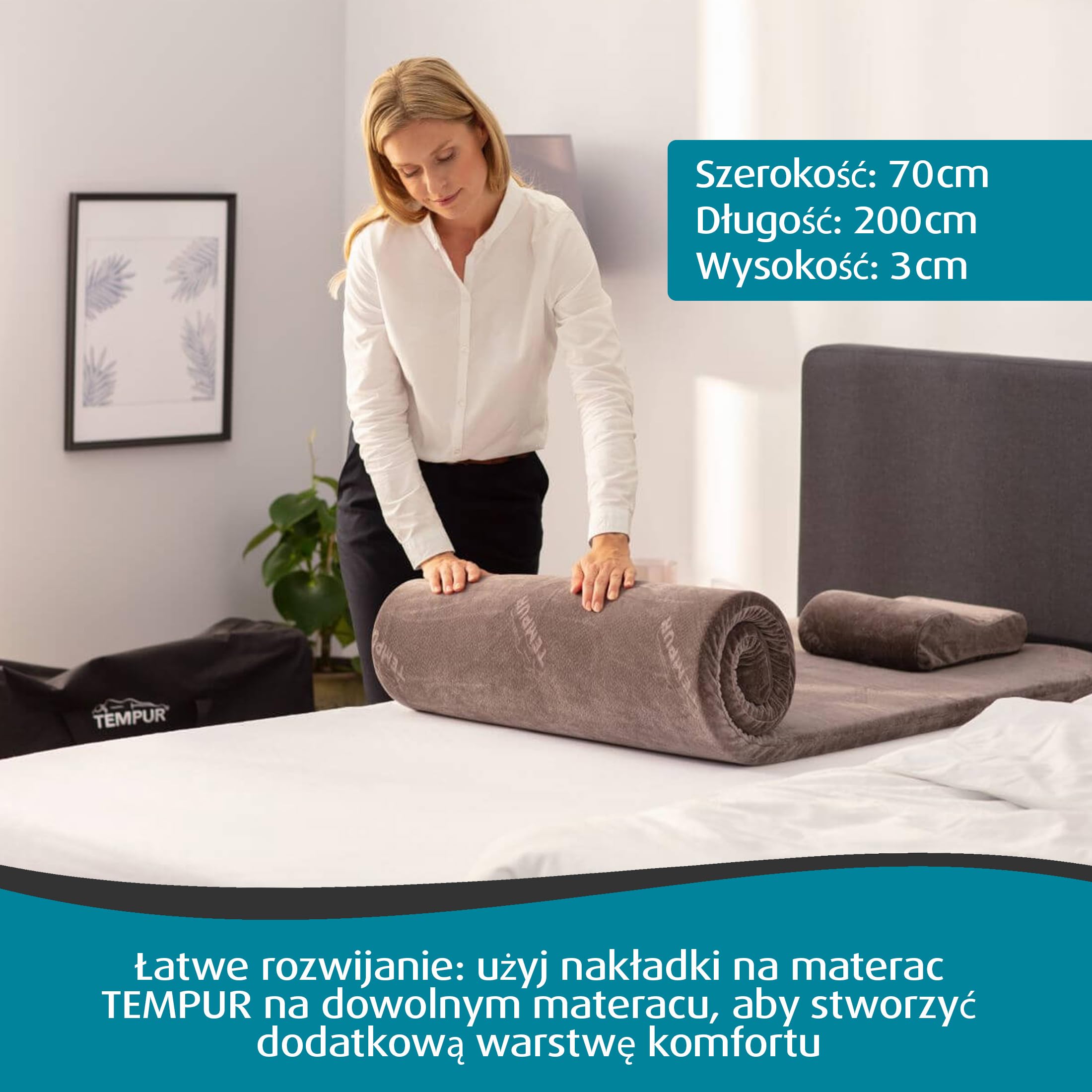 Tempur Zestaw Podróżny, Szary, 3 elementy
