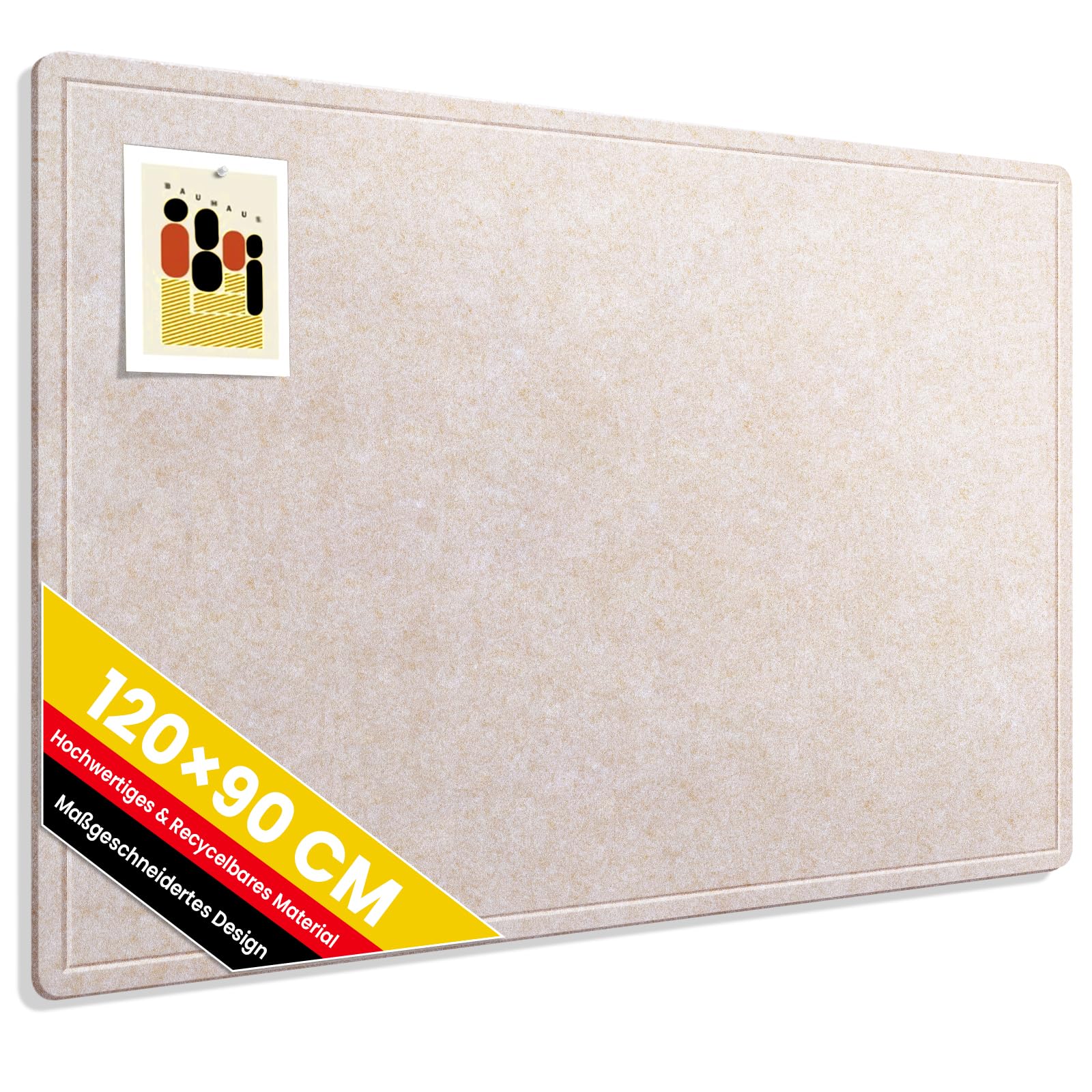 Großes Filz Pinnwand, 120x90 cm Filzboard mit 40 Reißzwecken, faltbares Bulletin Board, Fotodisplay-Tafel mit selbstklebendem Klebeband für Büro, Zuhause und Schule (Oatmeal, 120x90 cm)