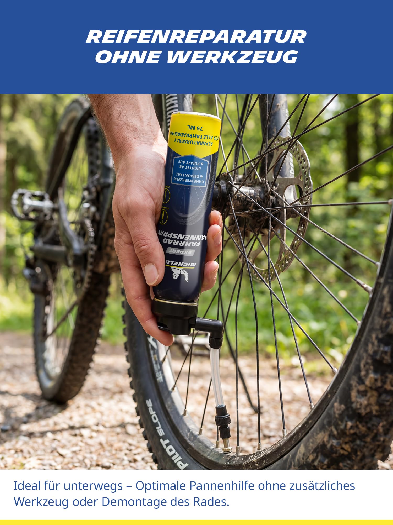 MICHELIN EXPERT Fahrrad Pannenspray 12 x 75 ml – Reifendichtmittel für alle Fahrradreifen & Ventile – Reifenpanne ohne Werkzeug Reparieren – für MTB, E-Bike & Rennrad