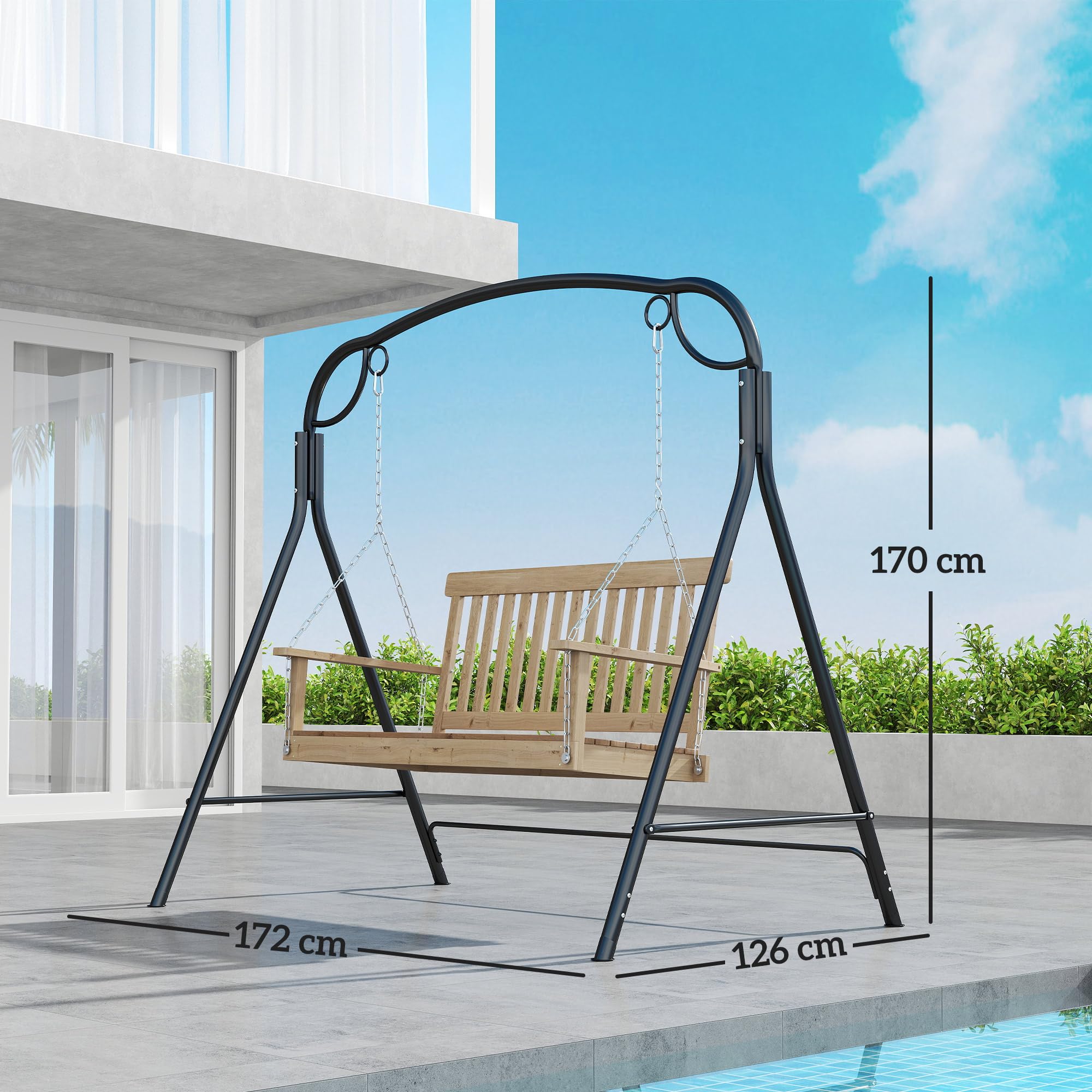 Outsunny Soporte para Columpio de Metal Estructura de Columpio Resistente con Patas en Forma de A Carga 220 kg para Jardín Parque Patio Porche 172x126x170 cm Bronce