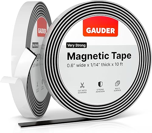 GAUDER Cinta magnética autoadhesiva fuerte, tiras magnéticas adhesivas de espuma para superficies irregulares, rollo magnético de alta resistencia